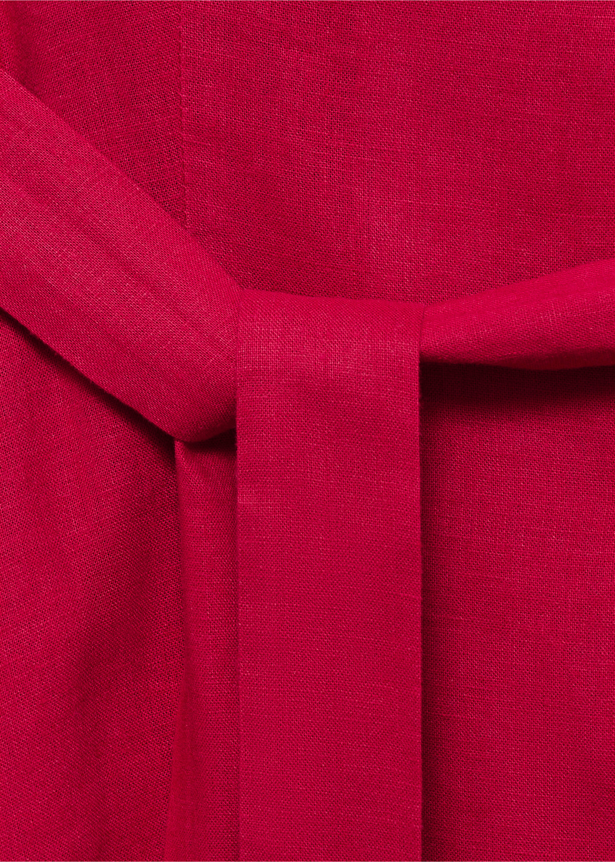Hemdblusenkleid aus Leinen mit Gürtel - Detail des Artikels 0, Fuchsia. Ref: 87050590-00.