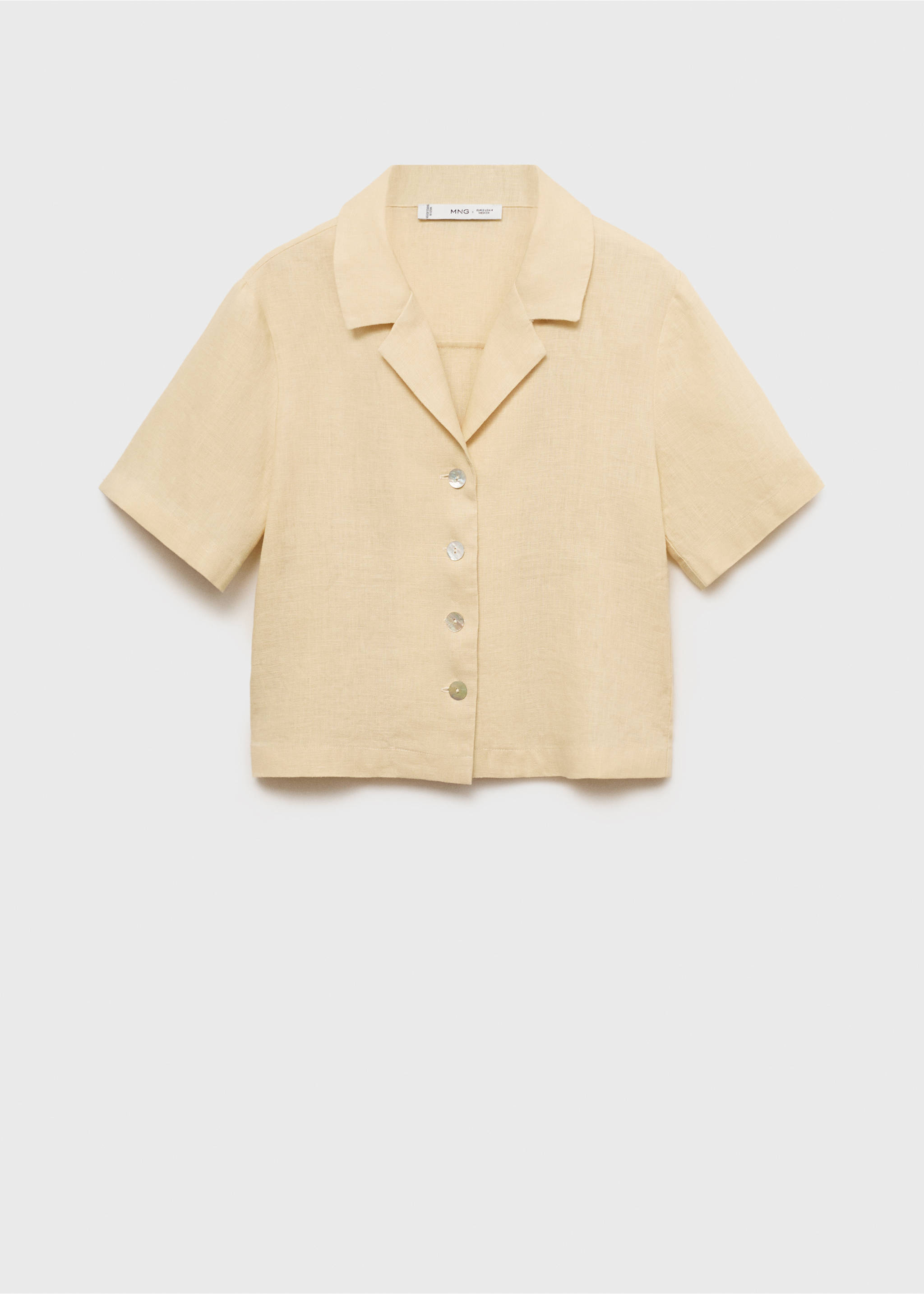 Camisa lino manga corta - Artículo sin modelo, Beige. Ref: 87050591-00.