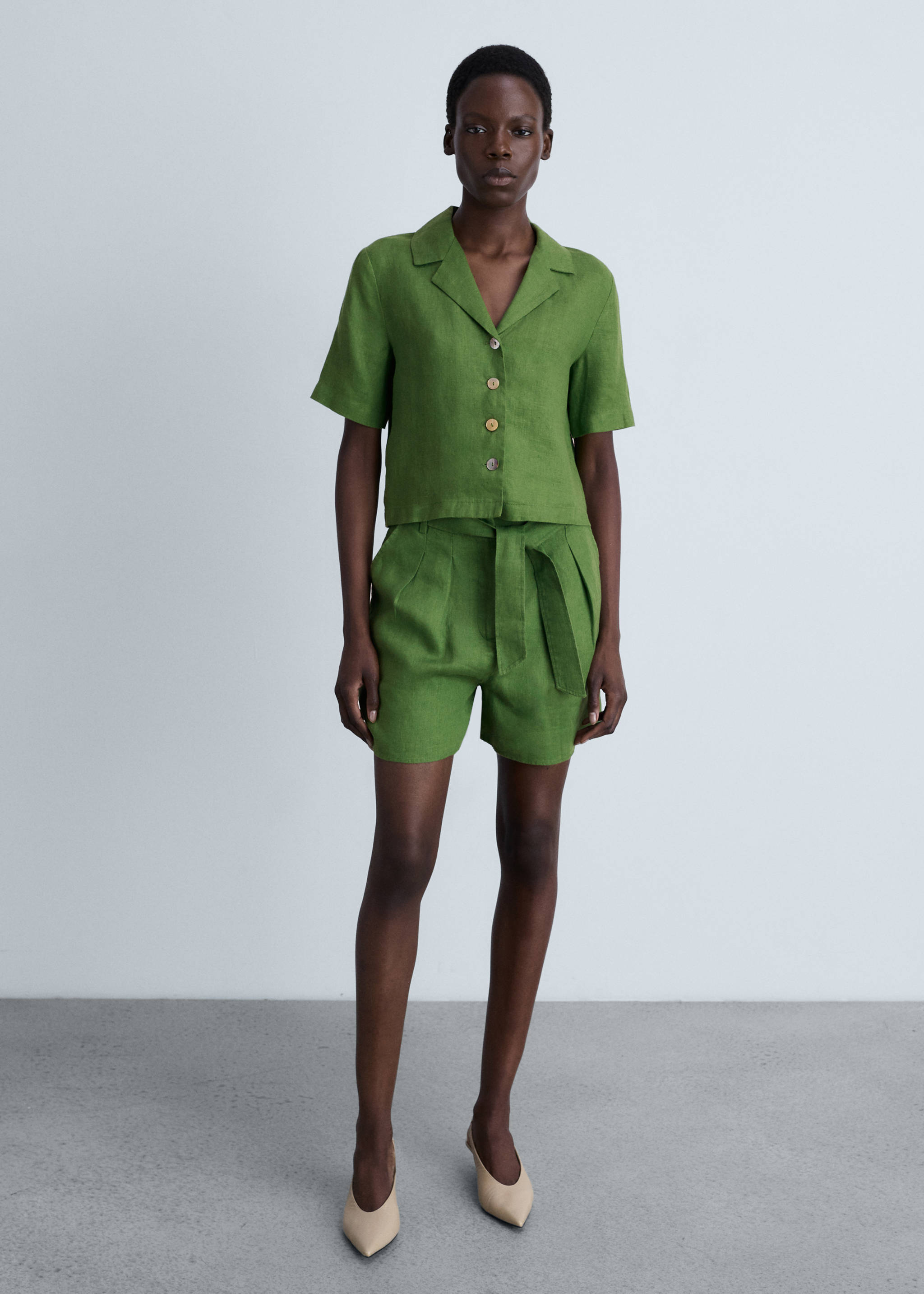 Short sleeve linen-blend shirt - General plane