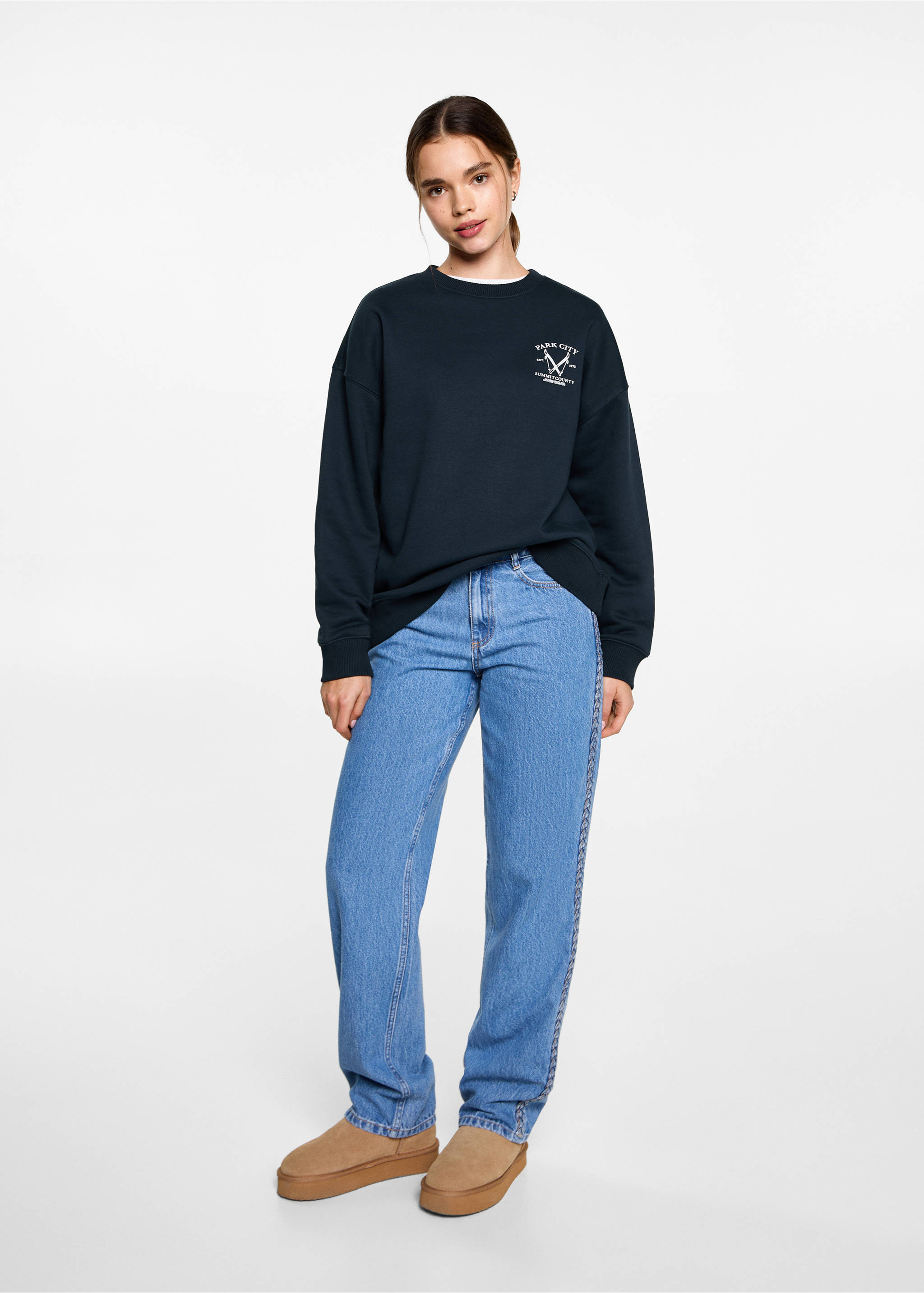Printed cotton sweatshirt - General plane, Dark Navy. Ref: 87050593-00.