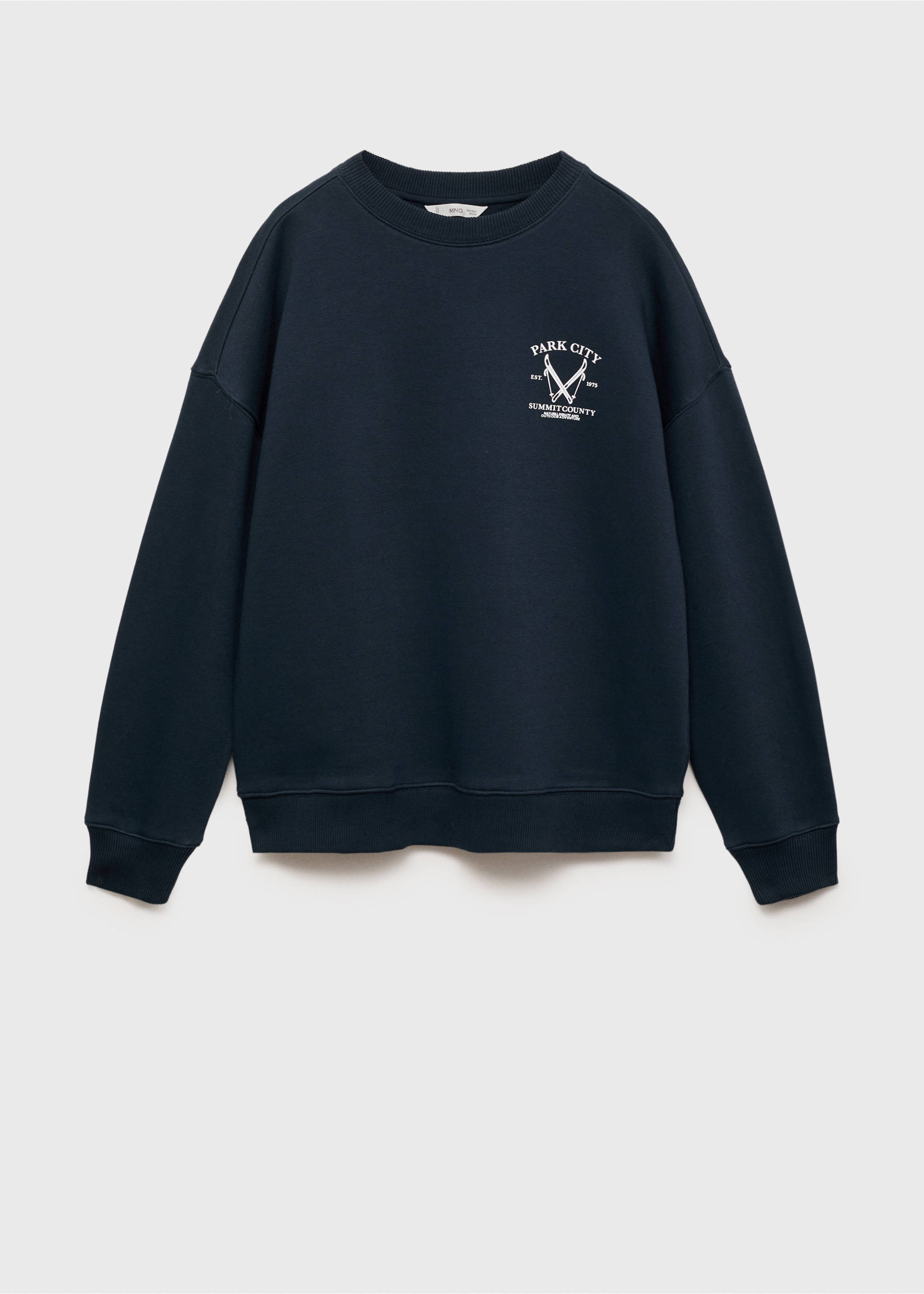 Printed cotton sweatshirt - Article without model, Dark Navy. Ref: 87050593-00.