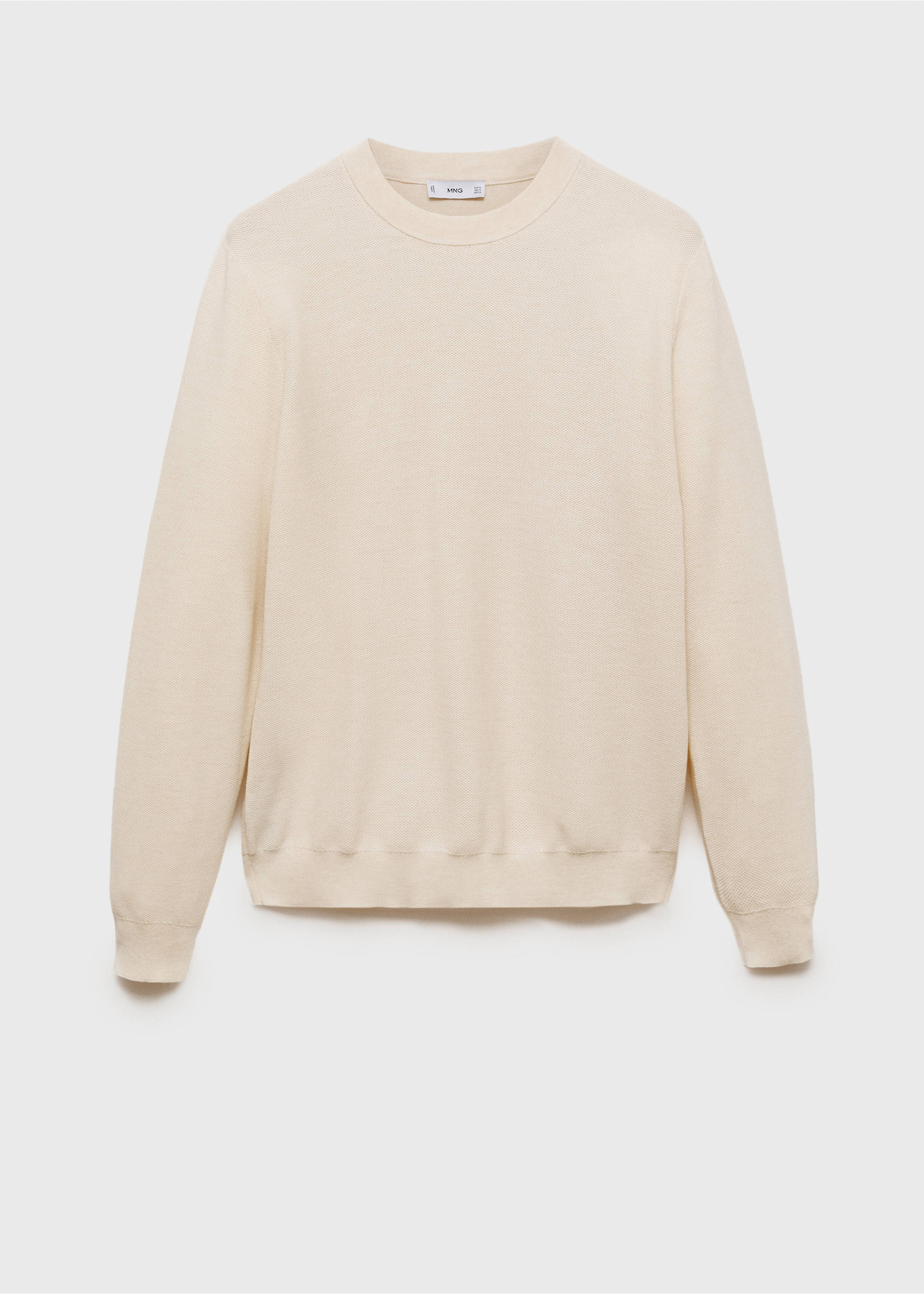 Microstructured cotton knitted sweater - Article without model, Off White. Ref: 87050599-00.