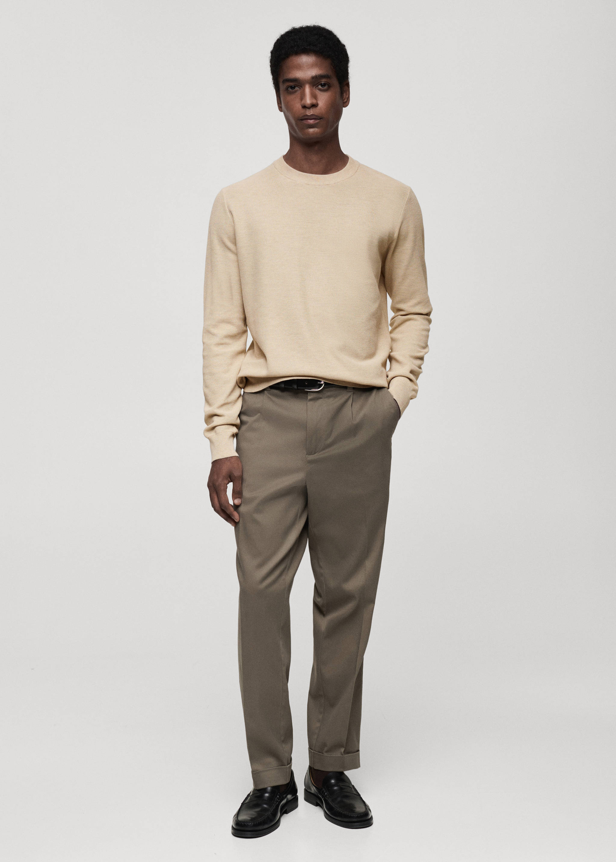 Microstructured cotton knitted sweater - General plane