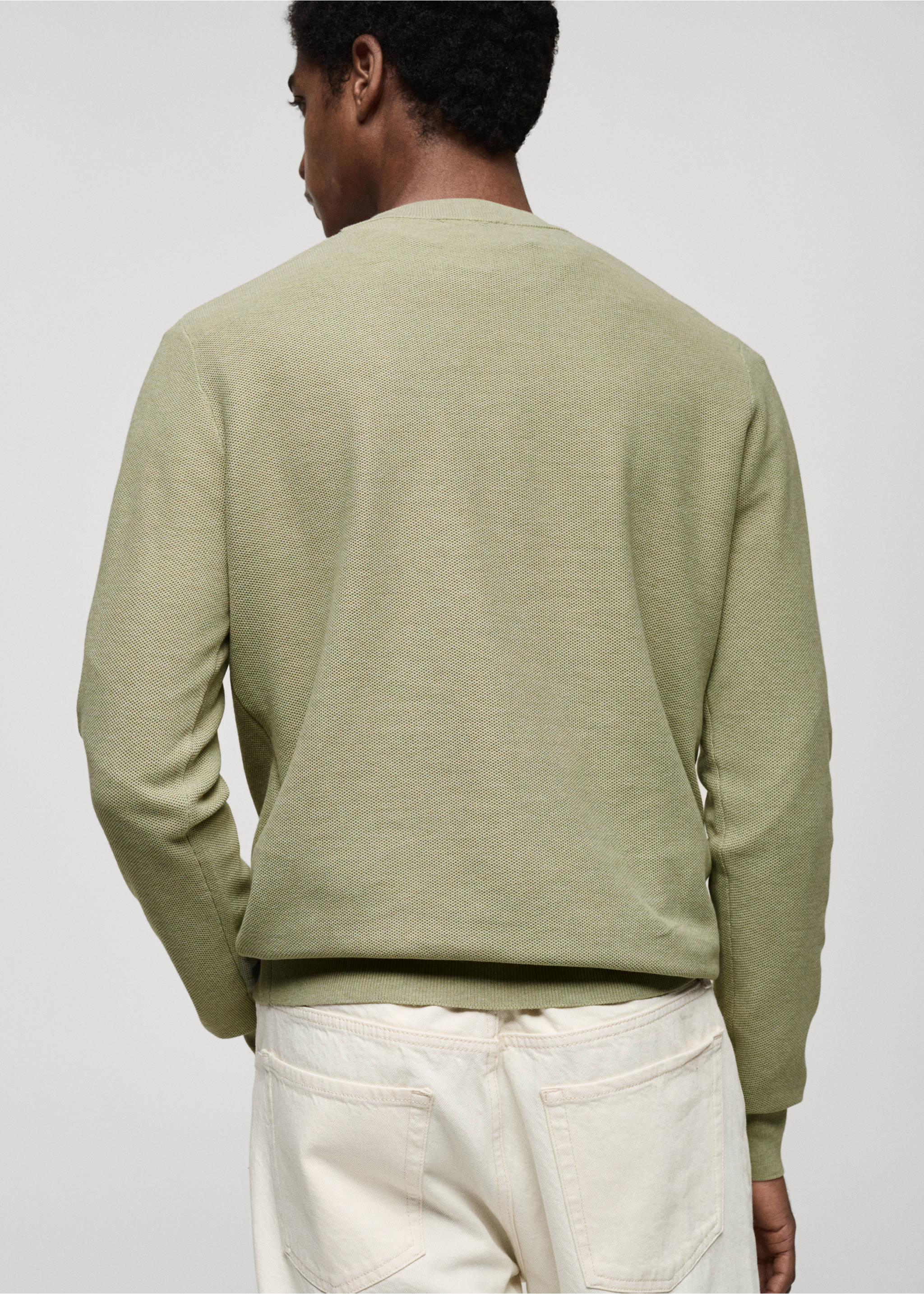 Microstructured cotton knitted sweater - Reverse of the article, Green Apple. Ref: 87050599-00.