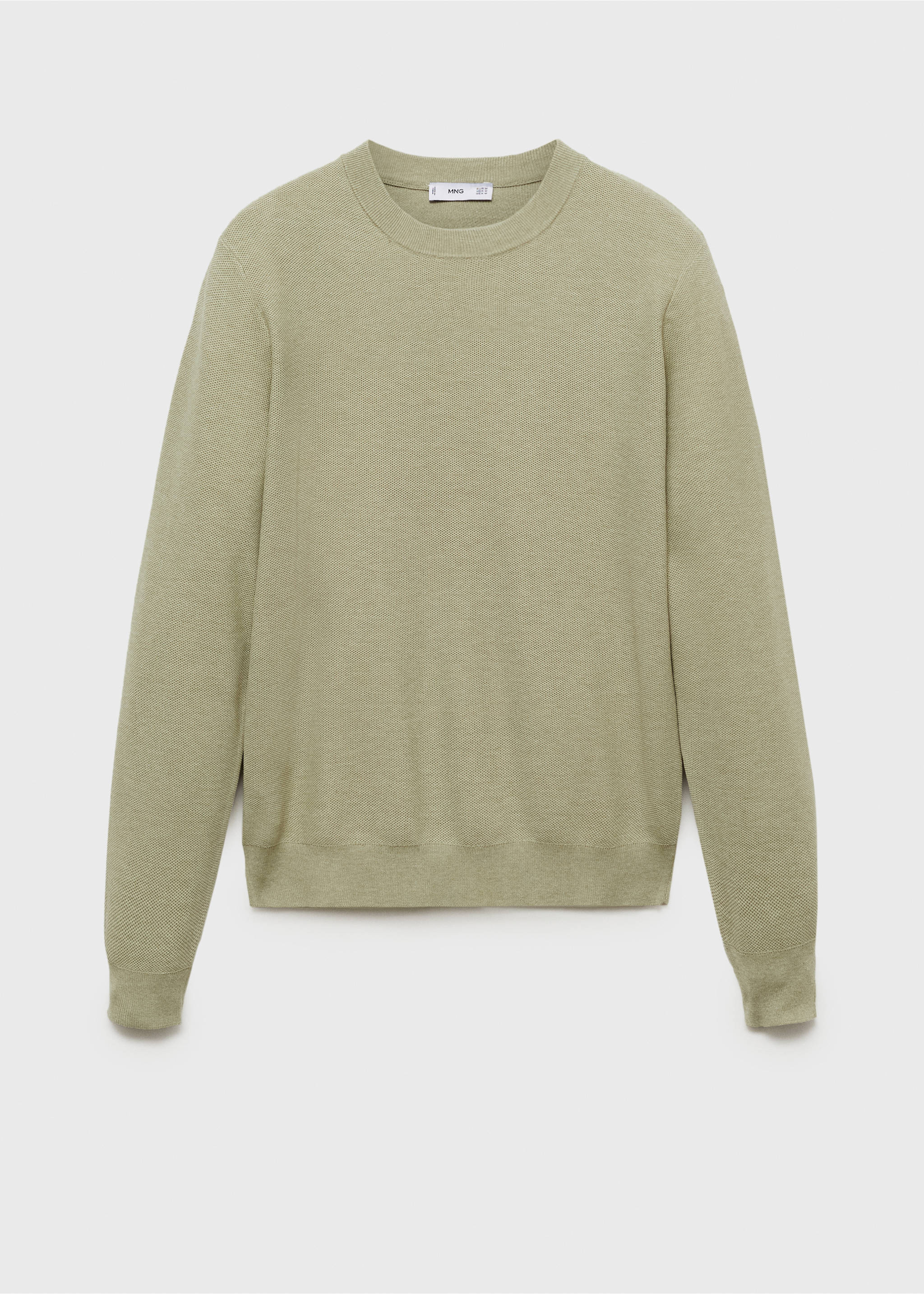 Microstructured cotton knitted sweater - Article without model, Green Apple. Ref: 87050599-00.