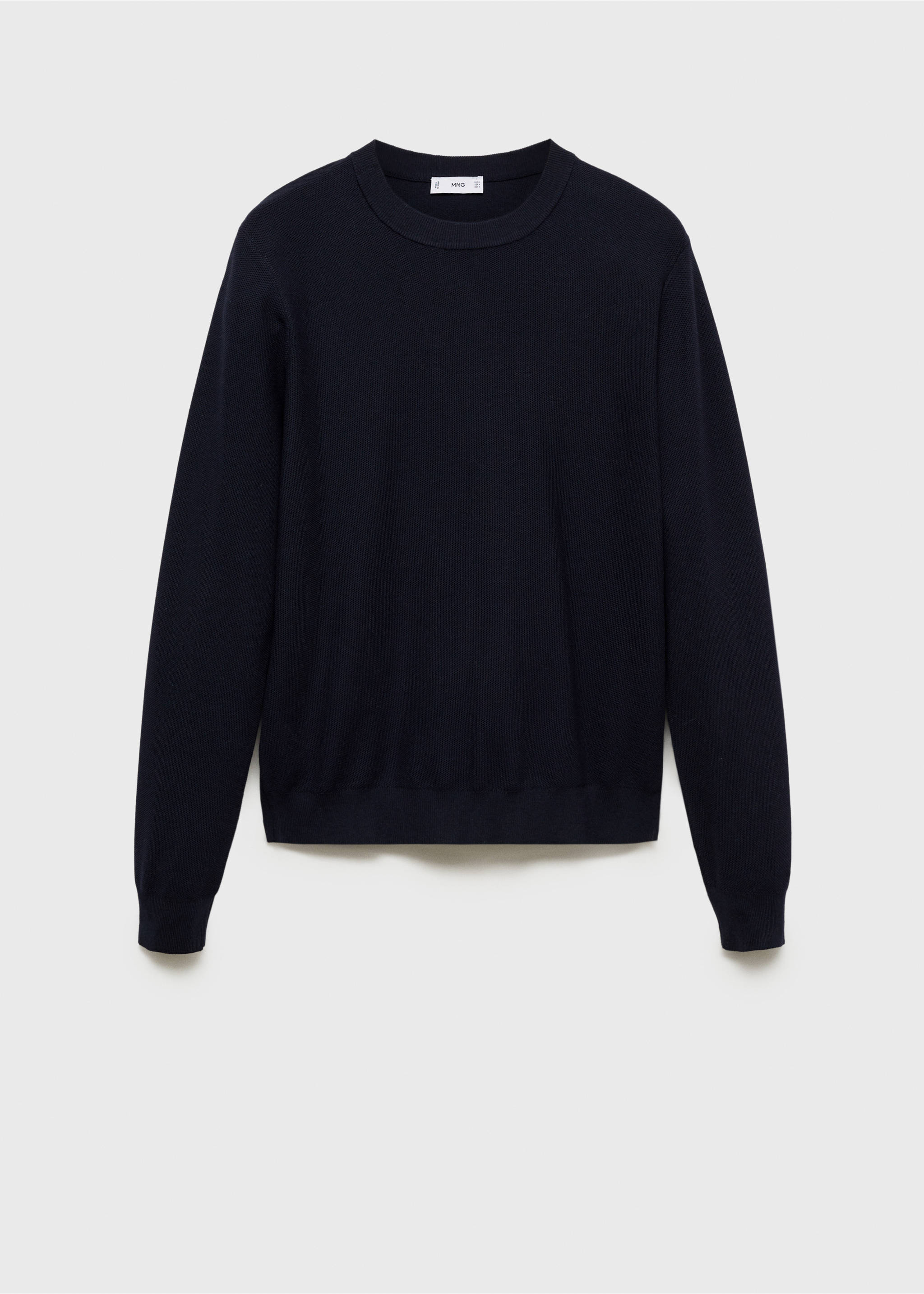 Microstructured cotton knitted sweater - Article without model, Dark Navy. Ref: 87050599-00.