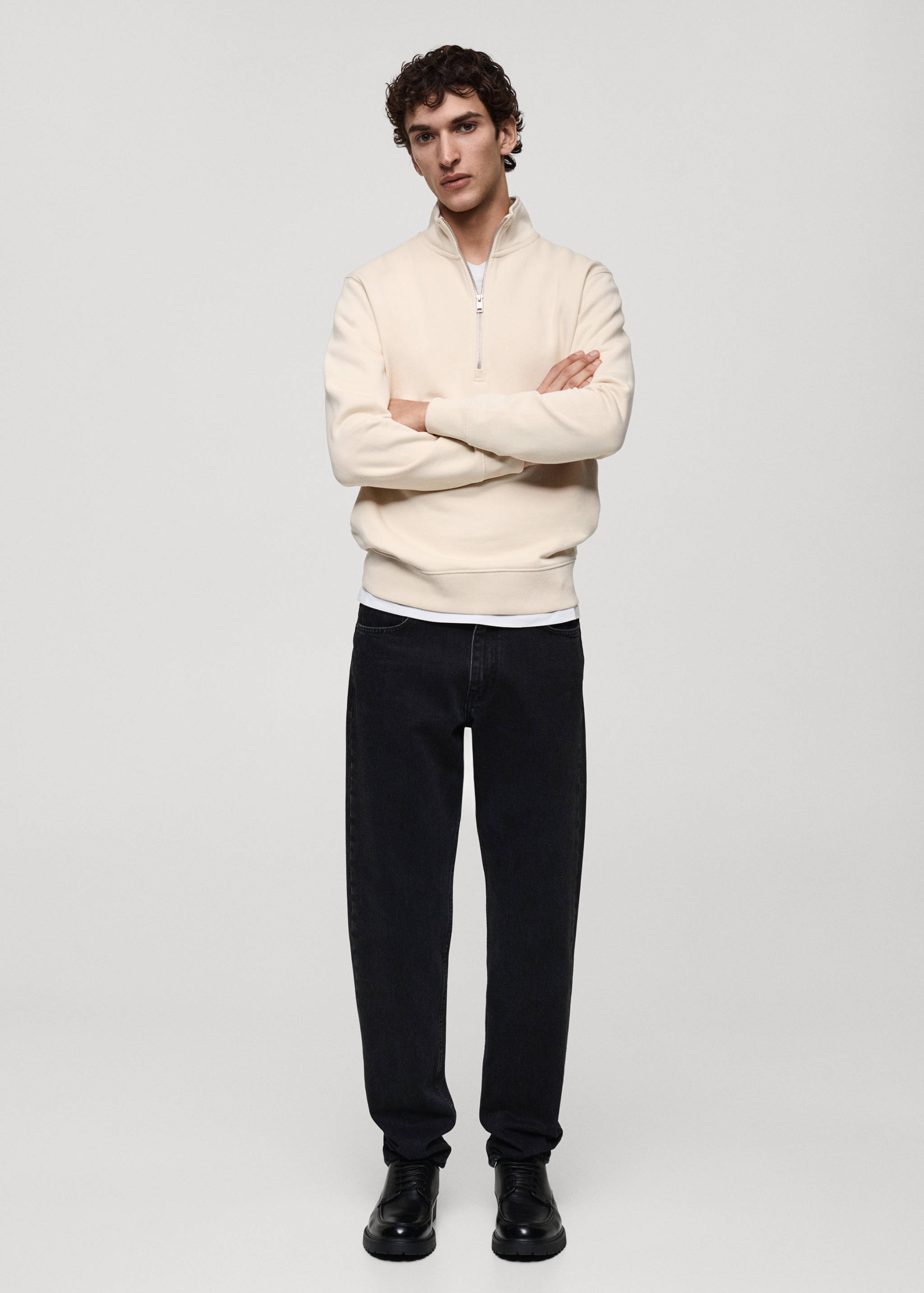 Regular-fit sweatshirt met ritshals - Overzichtstekening