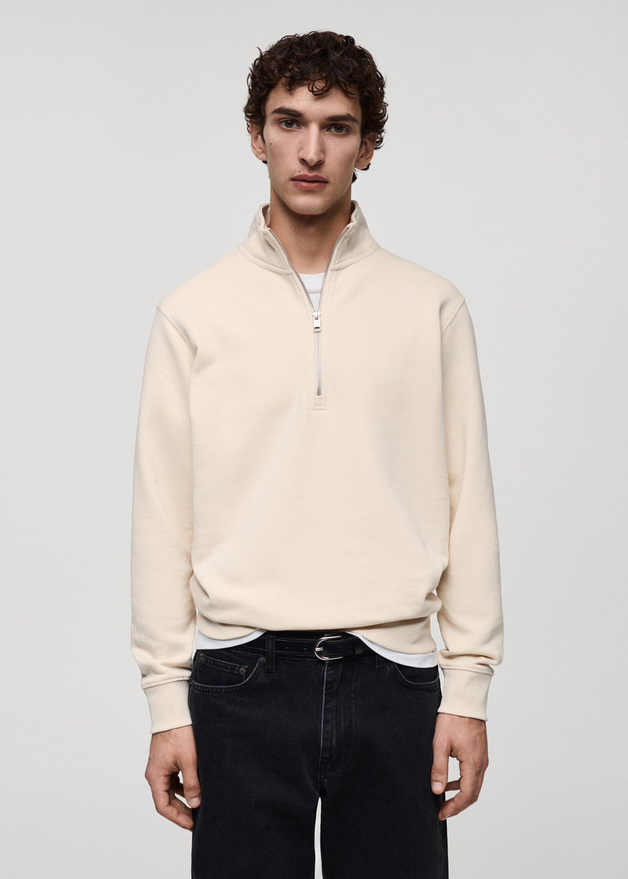 Regular-fit sweatshirt met ritshals - Middenvlak