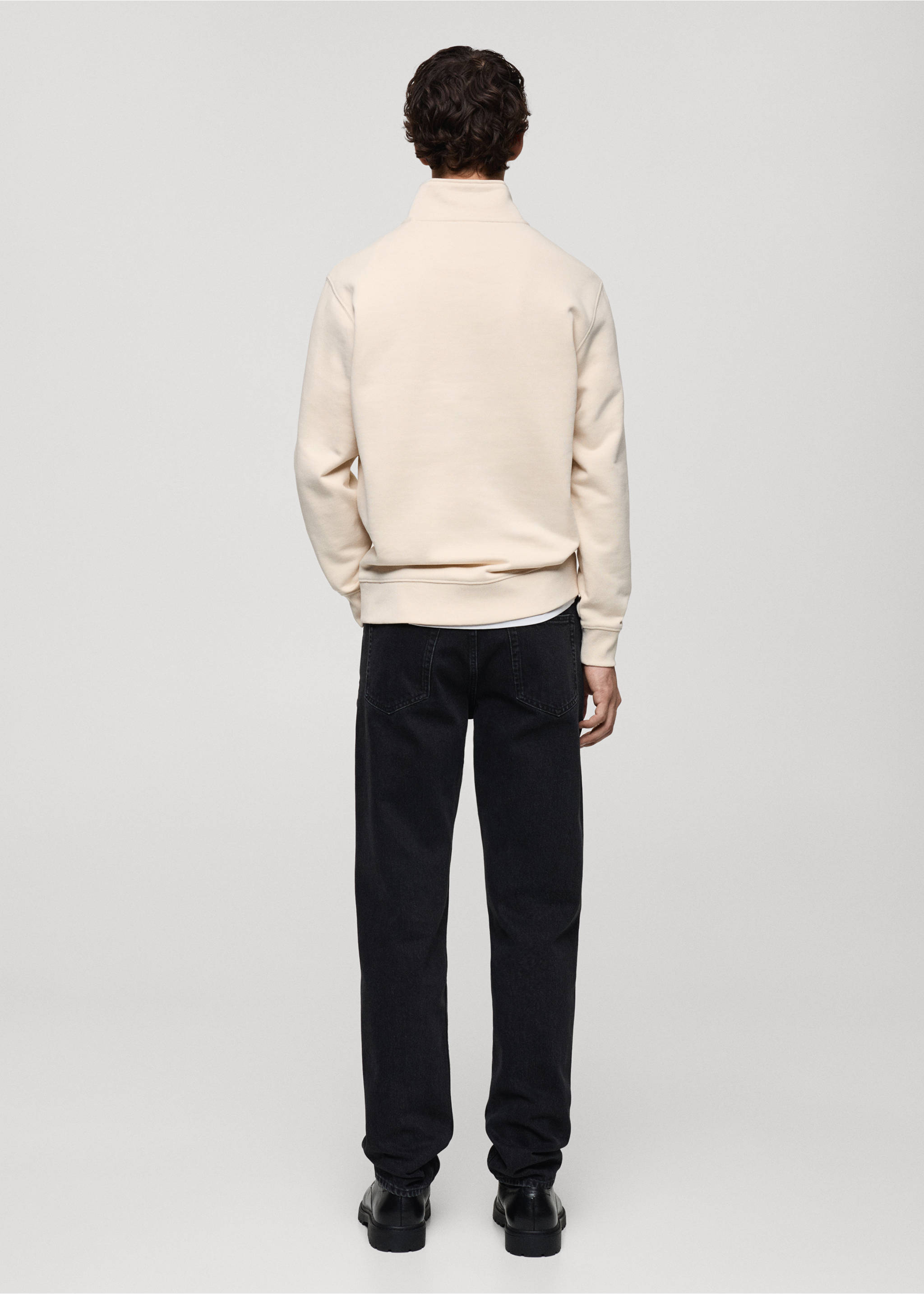 Regular-fit zip-neck sweatshirt - Reverse of the article, Ecru. Ref: 87050601-00.