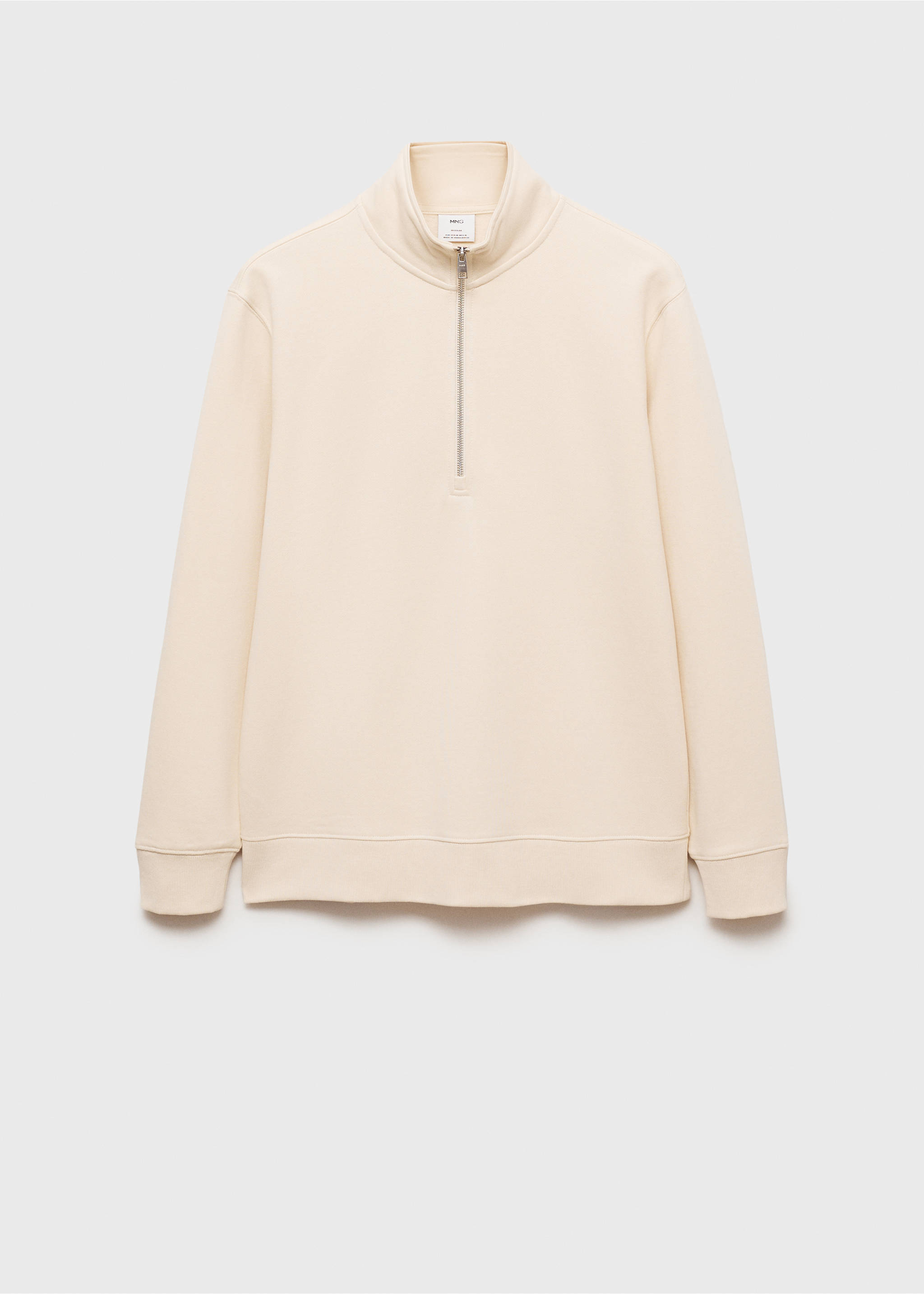 Regular-fit zip-neck sweatshirt - Article without model, Ecru. Ref: 87050601-00.