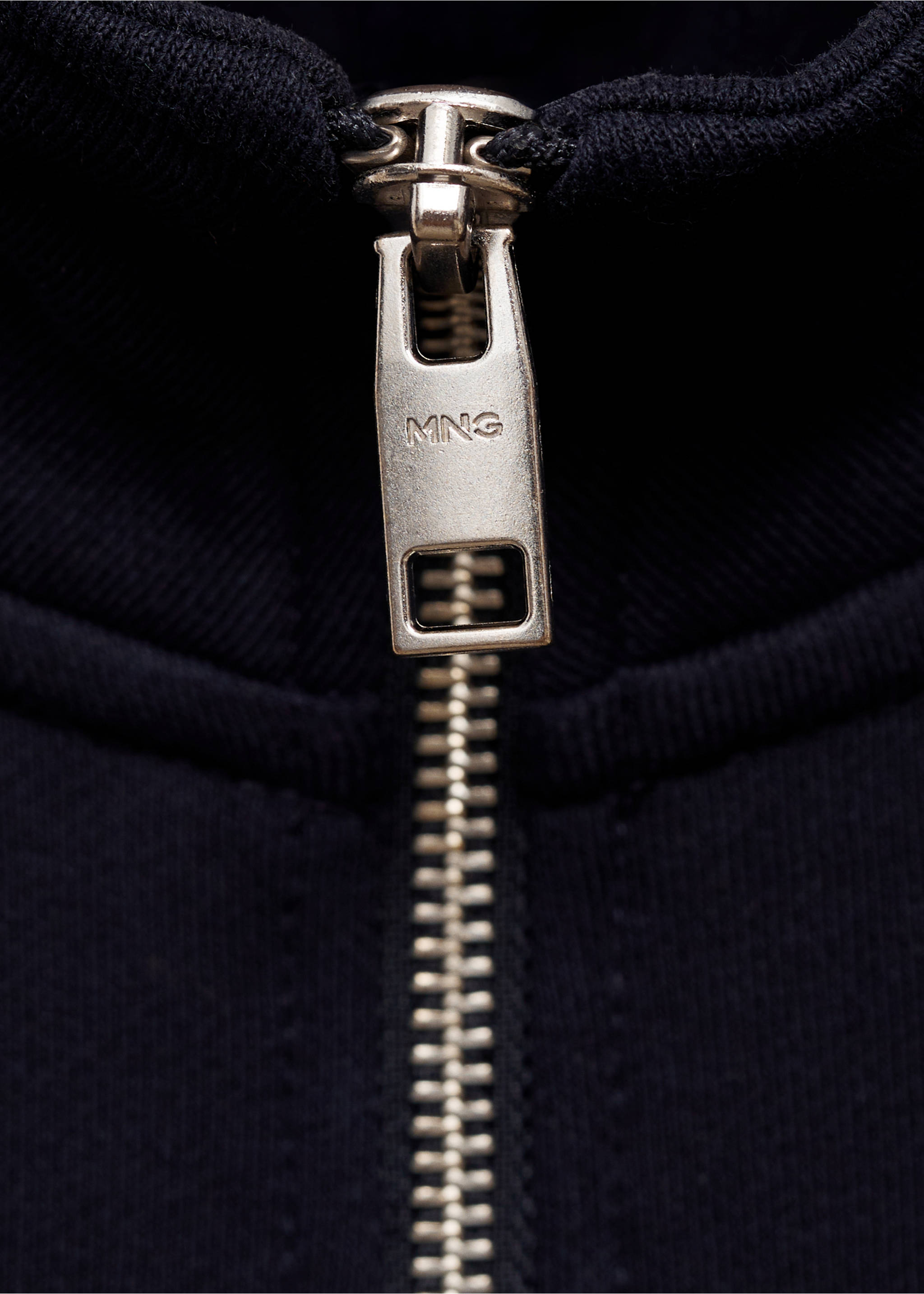 Regular-fit zip-neck sweatshirt - Details of the article 8, Dark Navy. Ref: 87050601-00.