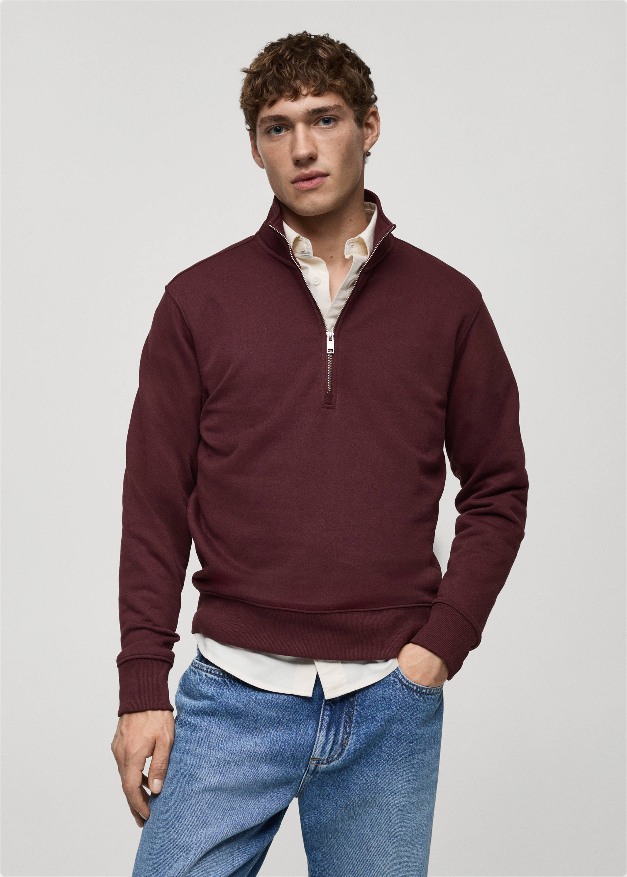Regular-fit sweatshirt met ritshals - Middenvlak