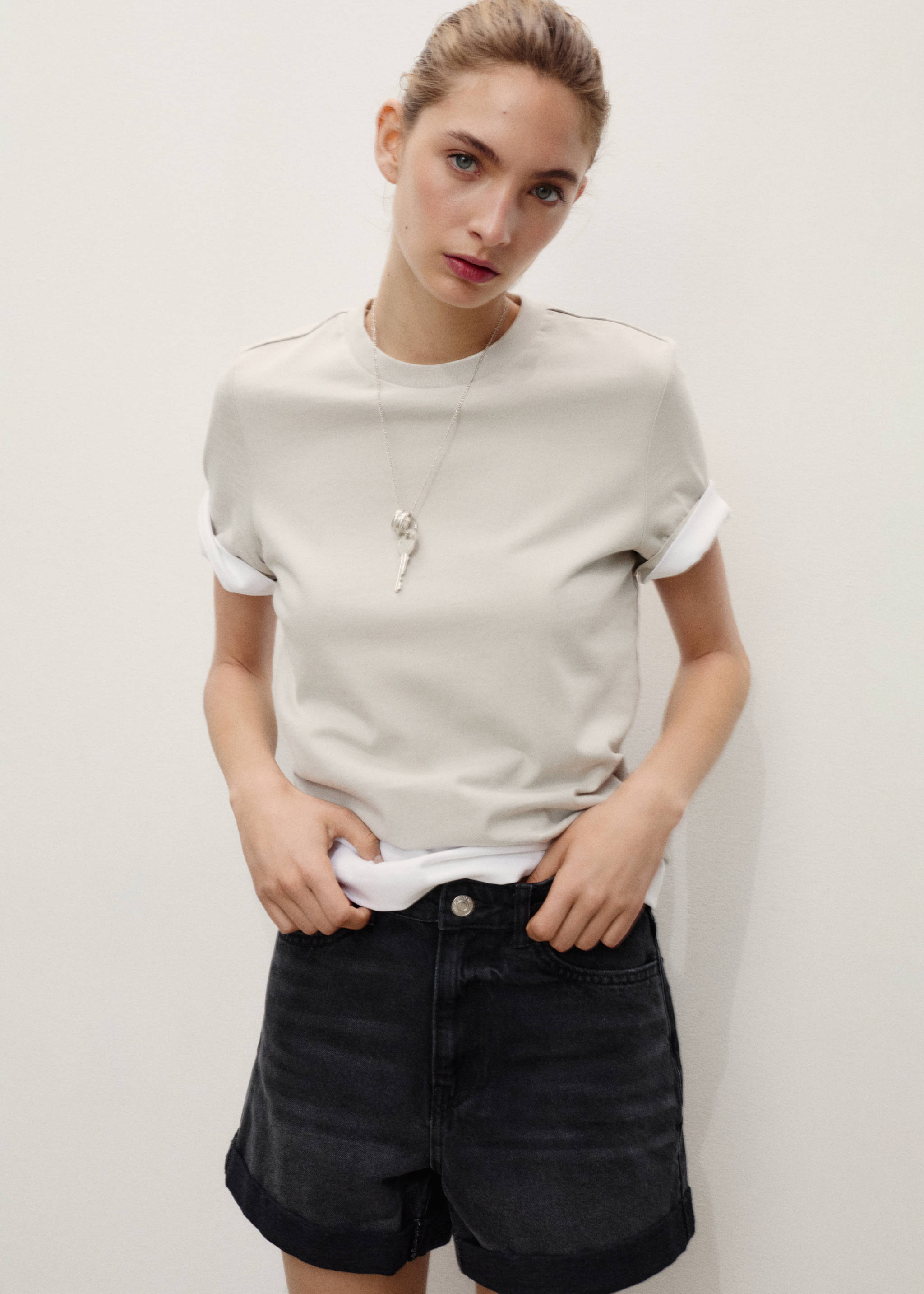 Short en jean taille haute coupe mom - Détail de l'article 1