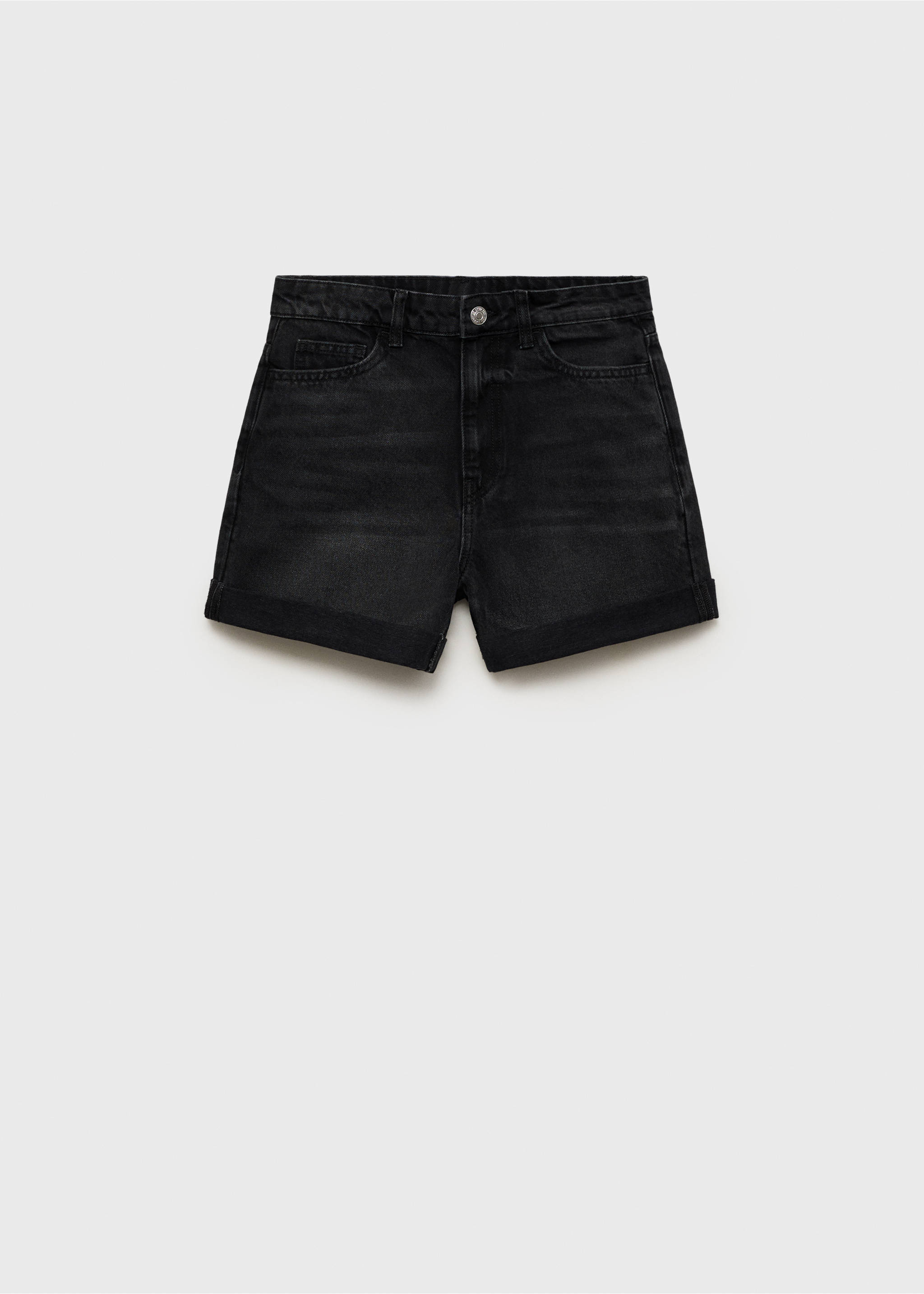 Calções de ganga mom-fit com cintura alta - Artigo sem modelo, Black denim. Ref: 87050602-00.