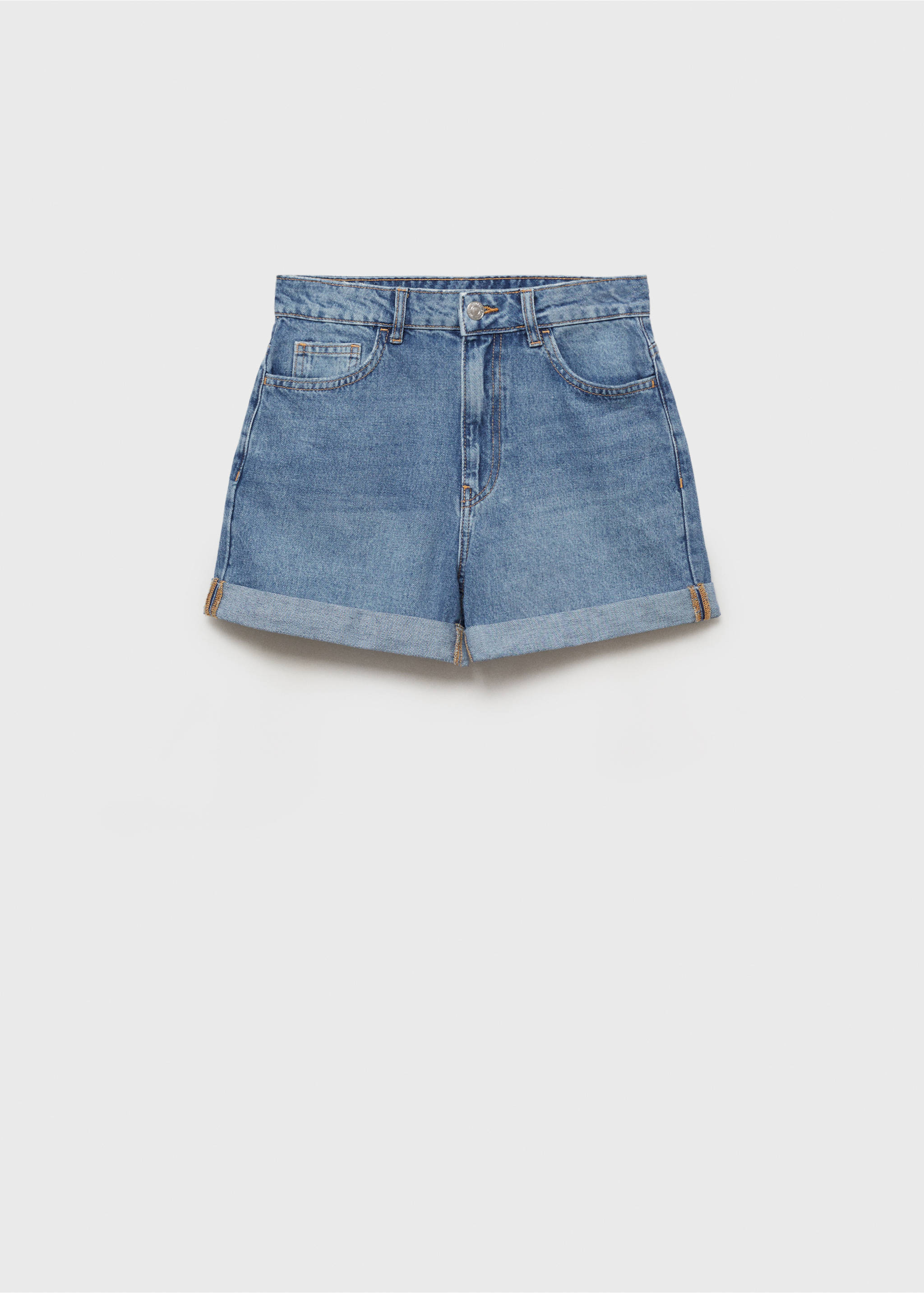 Shorts denim mom-fit tiro alto - Artículo sin modelo, Azul medio. Ref: 87050603-00.