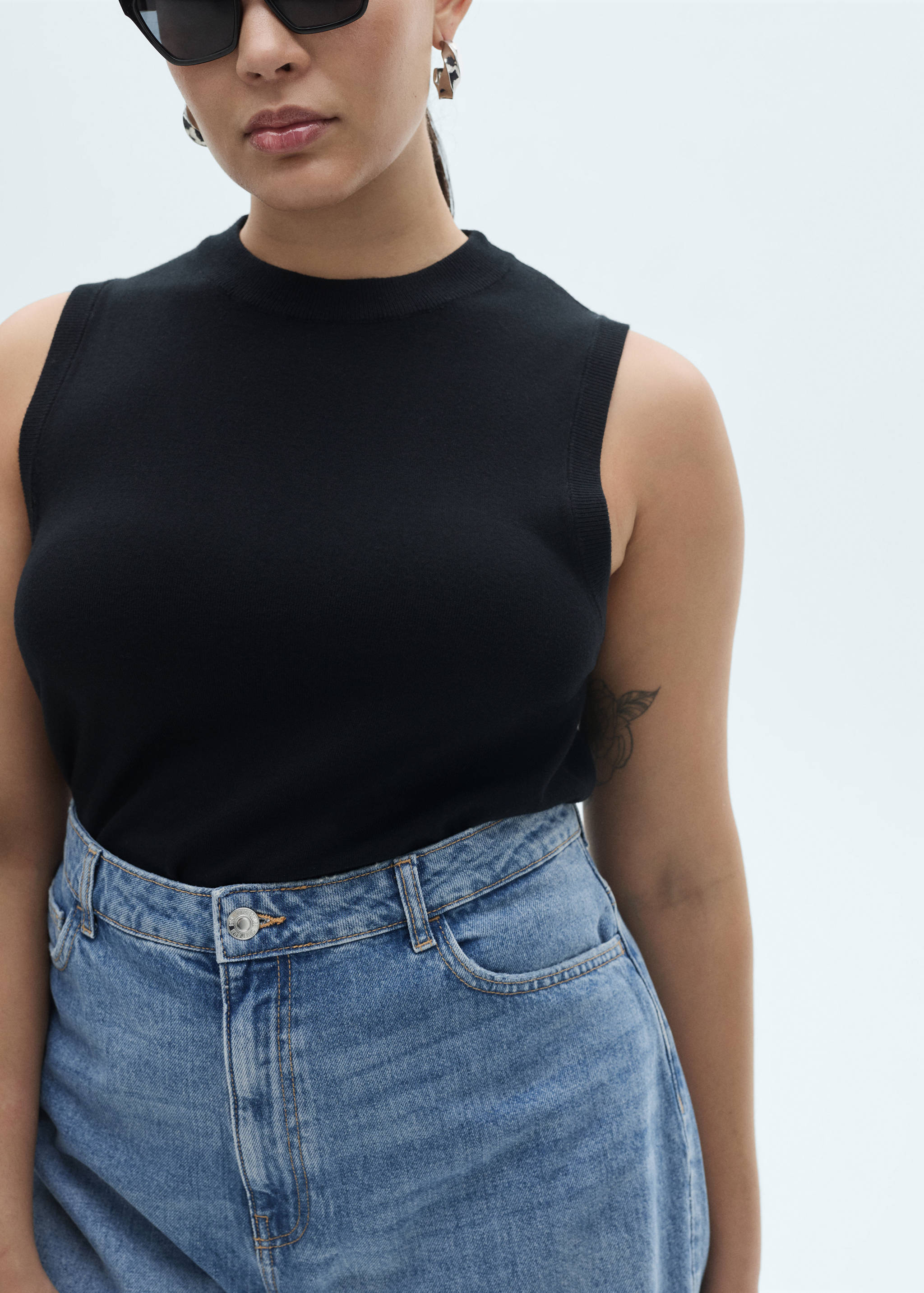 Short en jean taille haute coupe mom - Détail de l'article 4