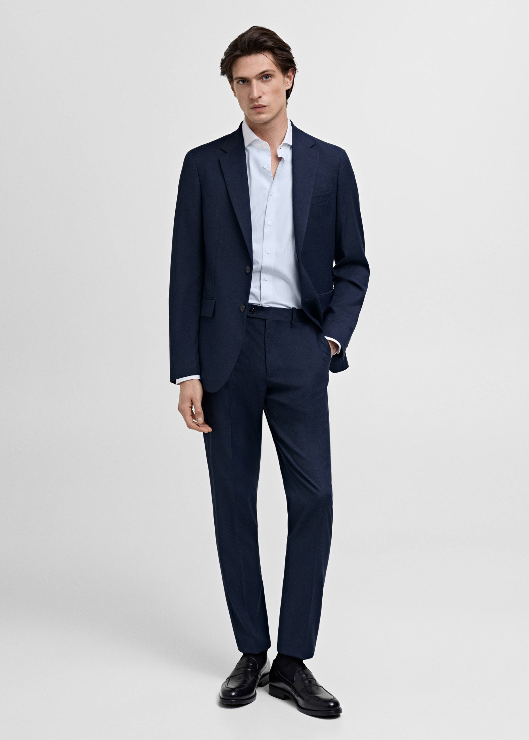 Chemise costume rayée col contrasté - Plan général