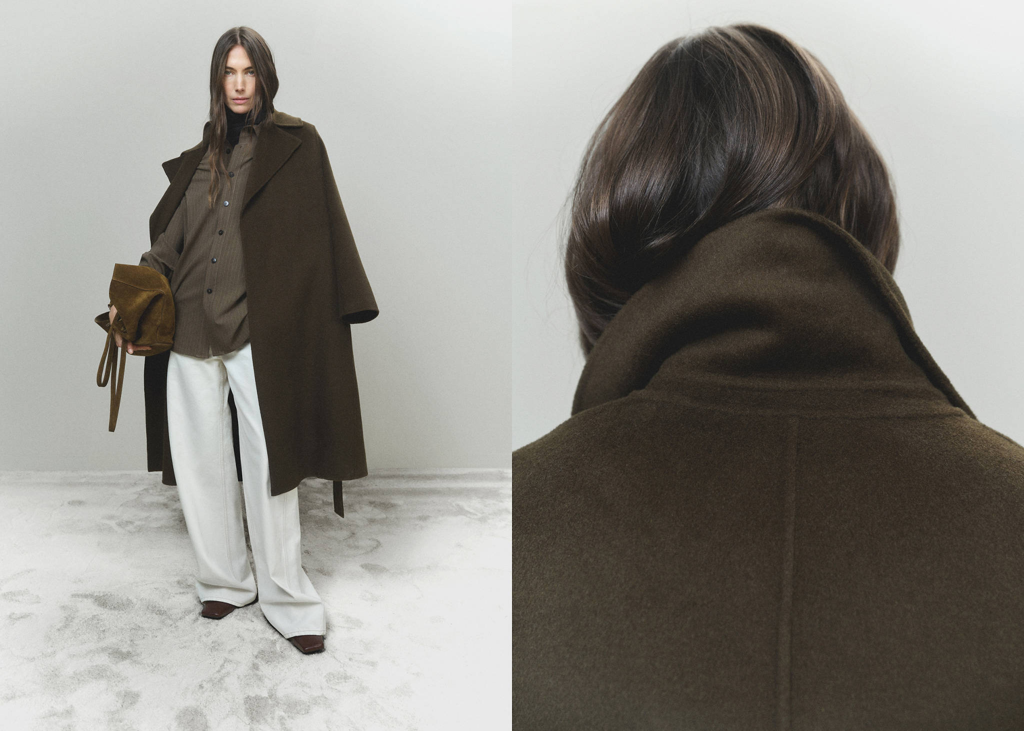 Handmade long coat with belt - Panoramic plane