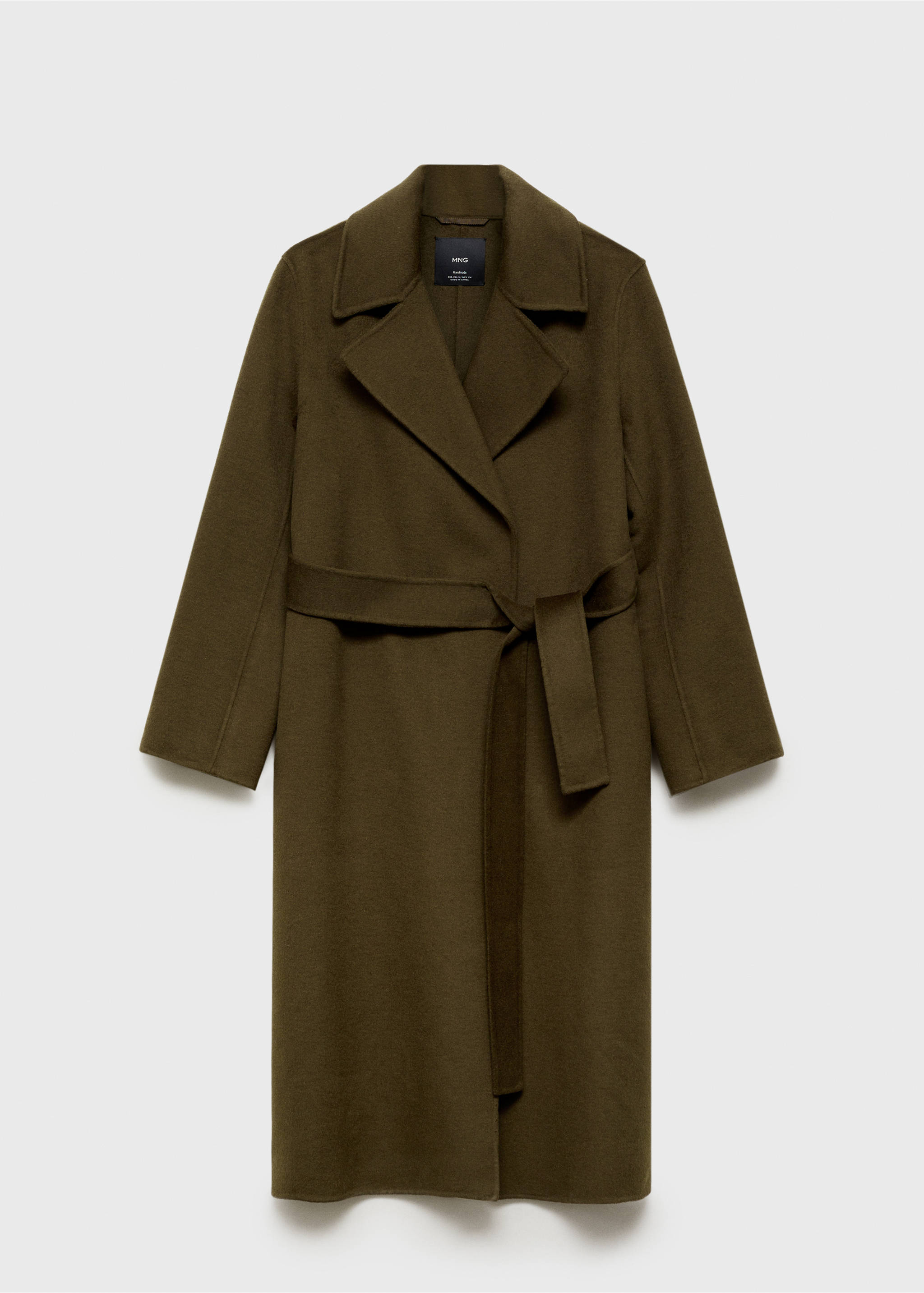 Handmade long coat with belt - Article without model, Khaki. Ref: 87050616-00.
