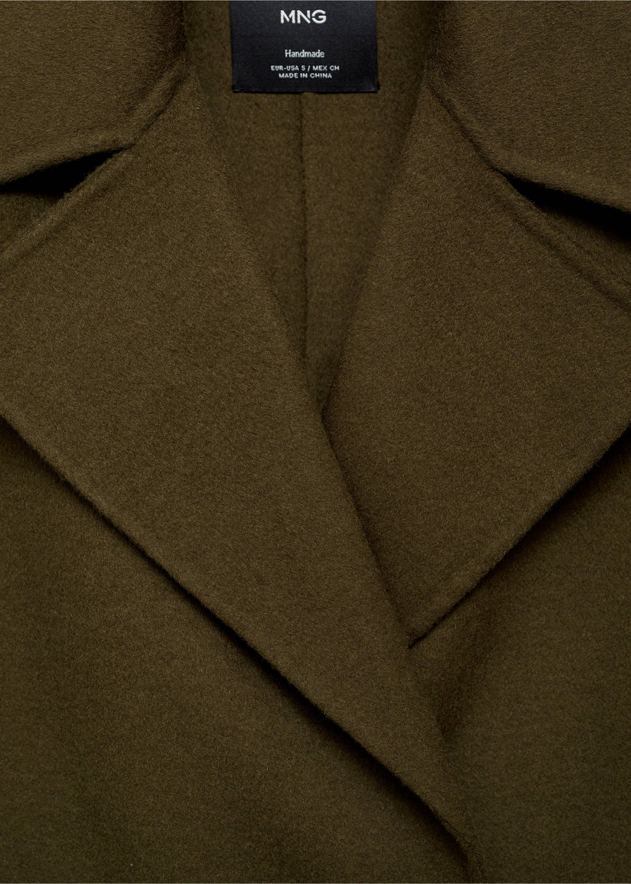 Handmade long coat with belt - Details of the article 8, Khaki. Ref: 87050616-00.