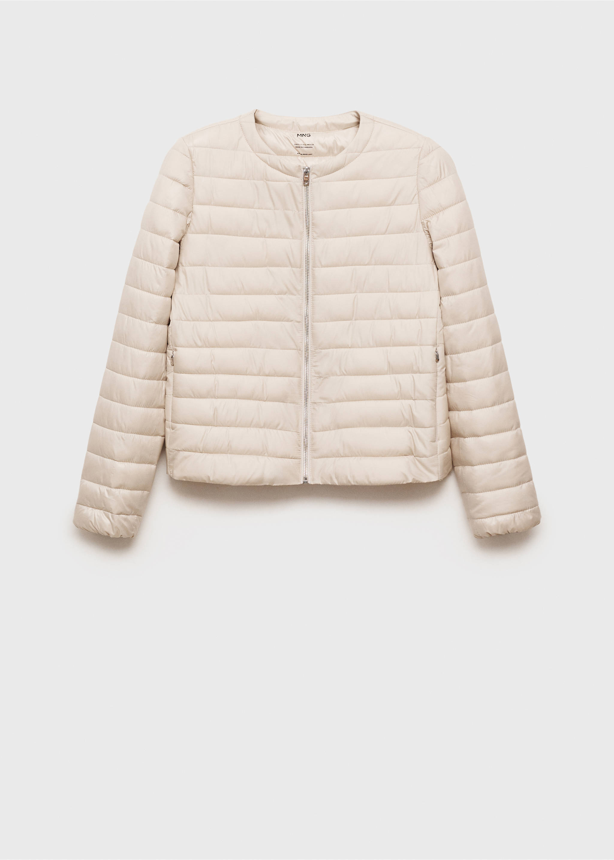 Short padded anorak with pockets - Article without model, Ecru. Ref: 87050617-00.