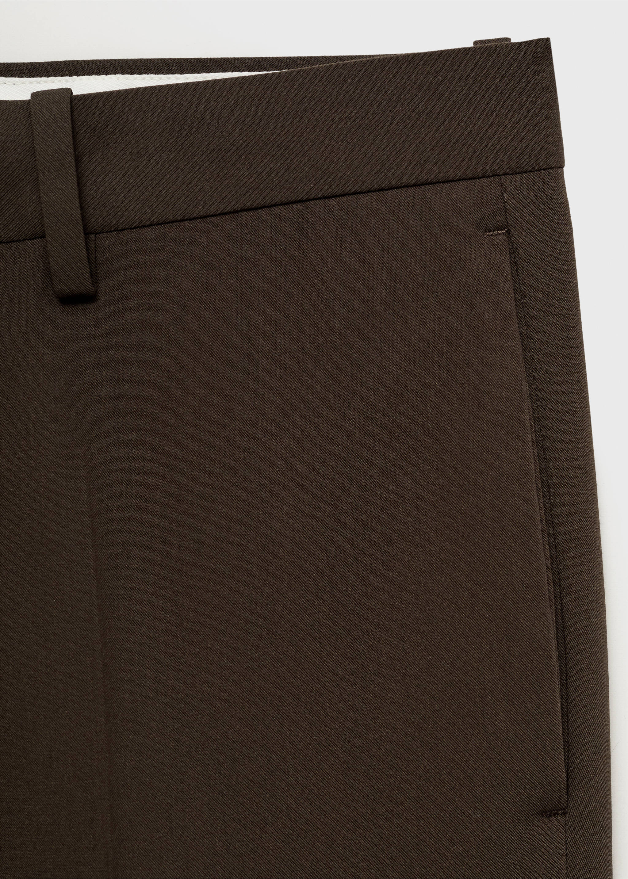 Super Slim Fit-Anzughose aus Stretchstoff - Detail des Artikels 8, Braun. Ref: 87050623-00.