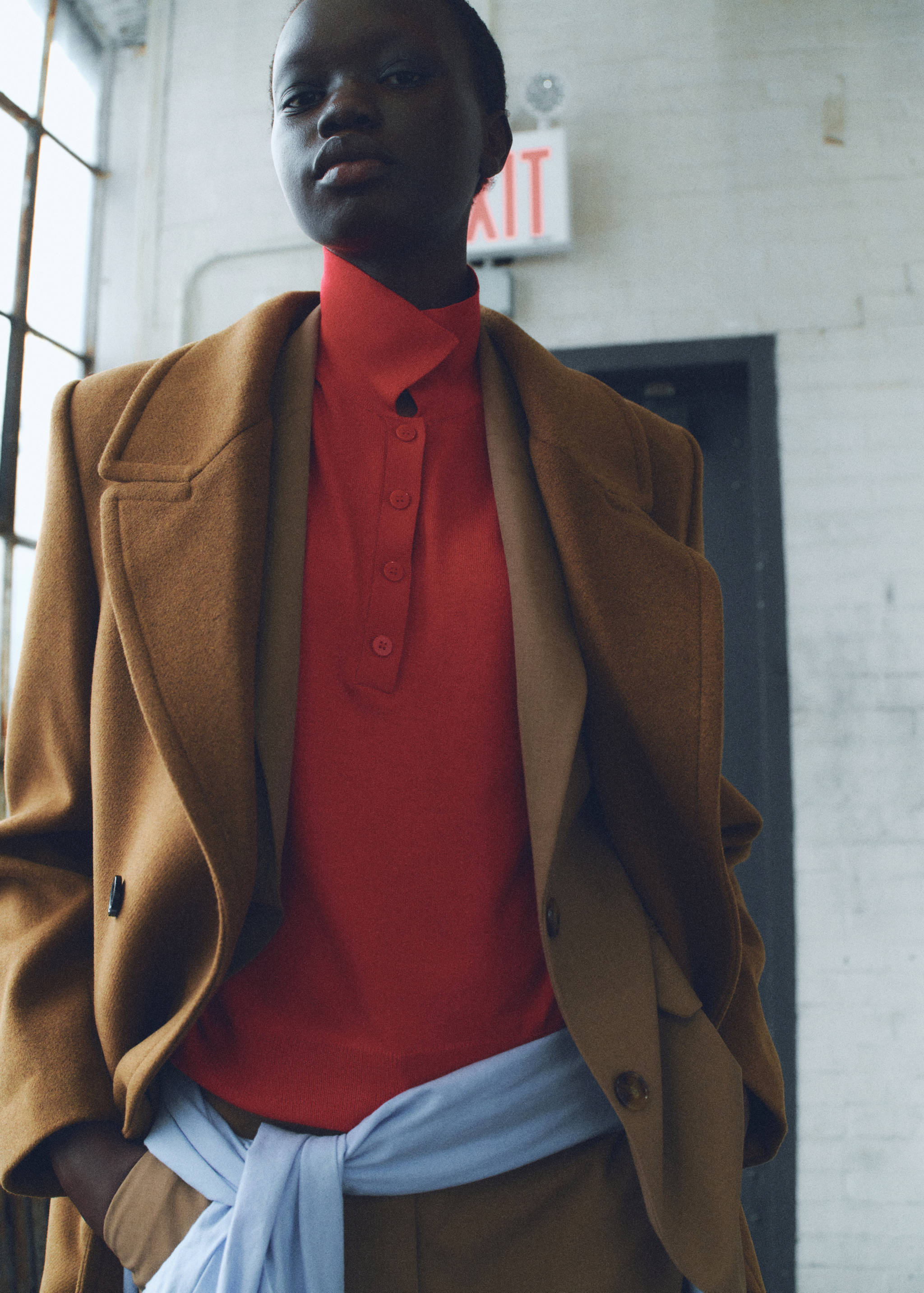 Παλτό μάλλινο διπλή σειρά κουμπιών - Μεσαίο πλάνο