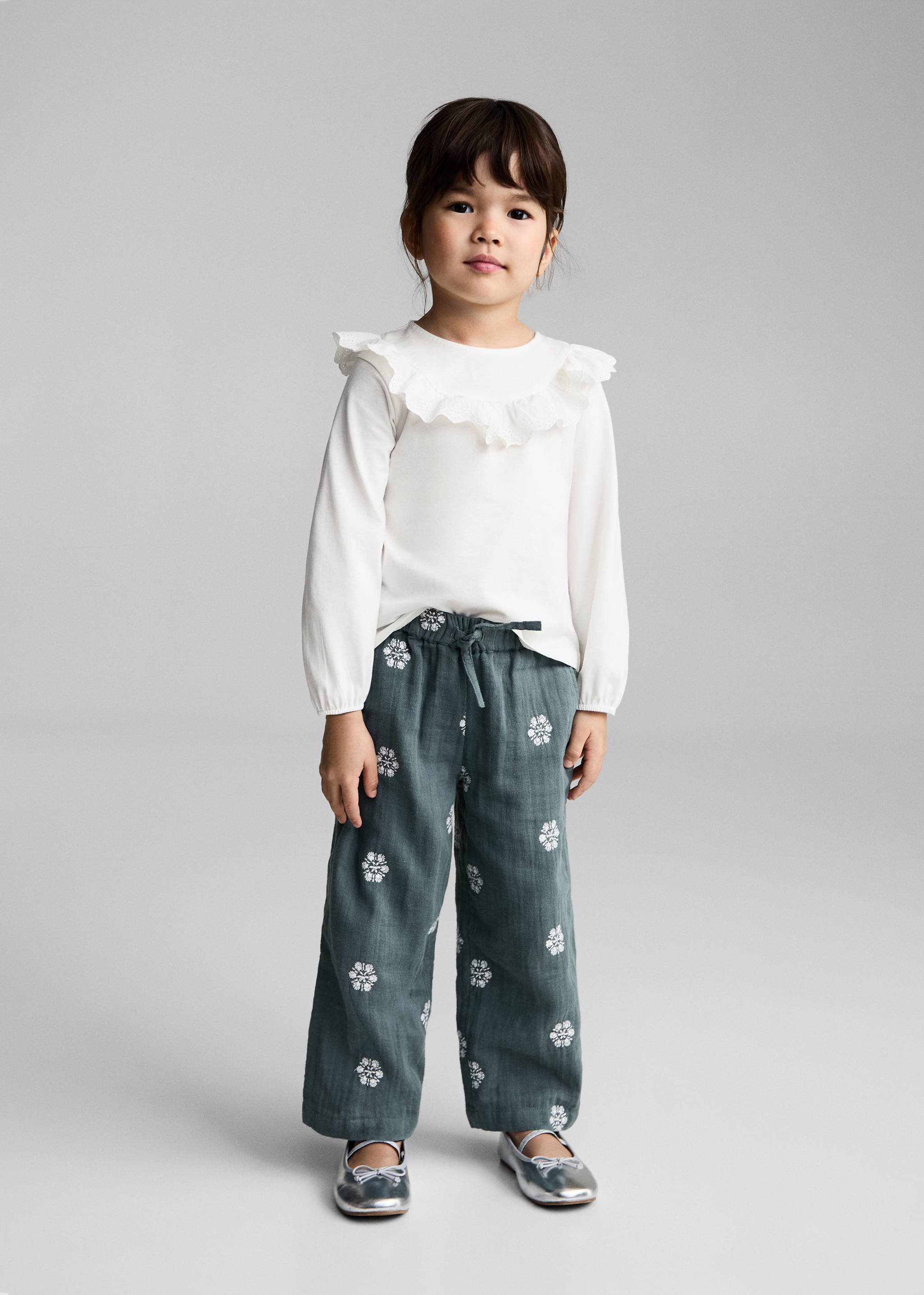 Baumwoll-T-Shirt mit Volant - Allgemeine Ansicht