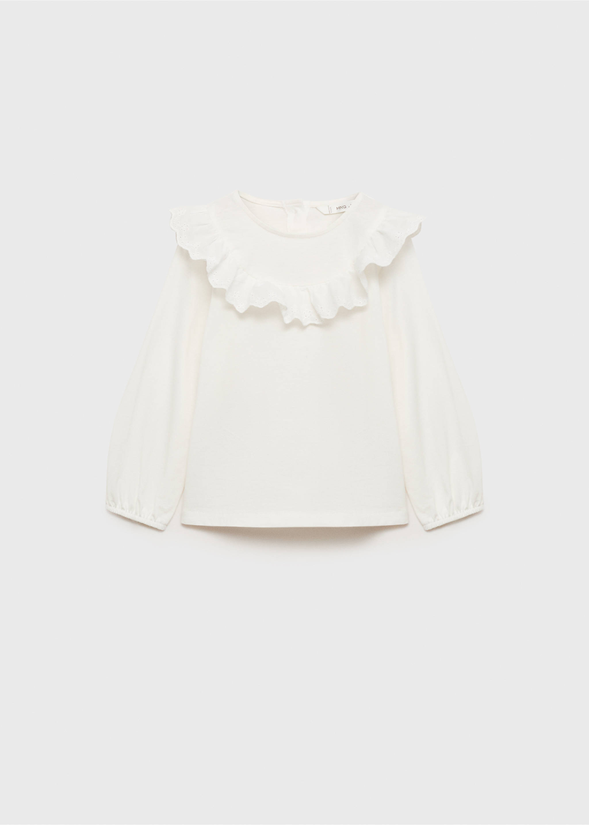 Baumwoll-T-Shirt mit Volant - Artikel ohne Model, Cremeweiß. Ref: 87050626-00.