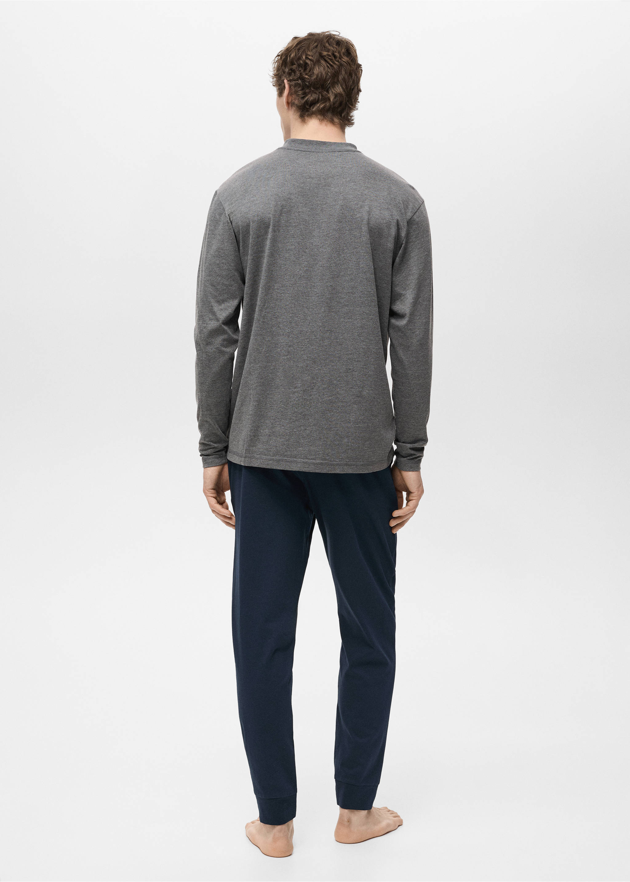 Pack pijama largo 100% algodón - Reverso del artículo, Azul marino oscuro. Ref: 87050627-00.