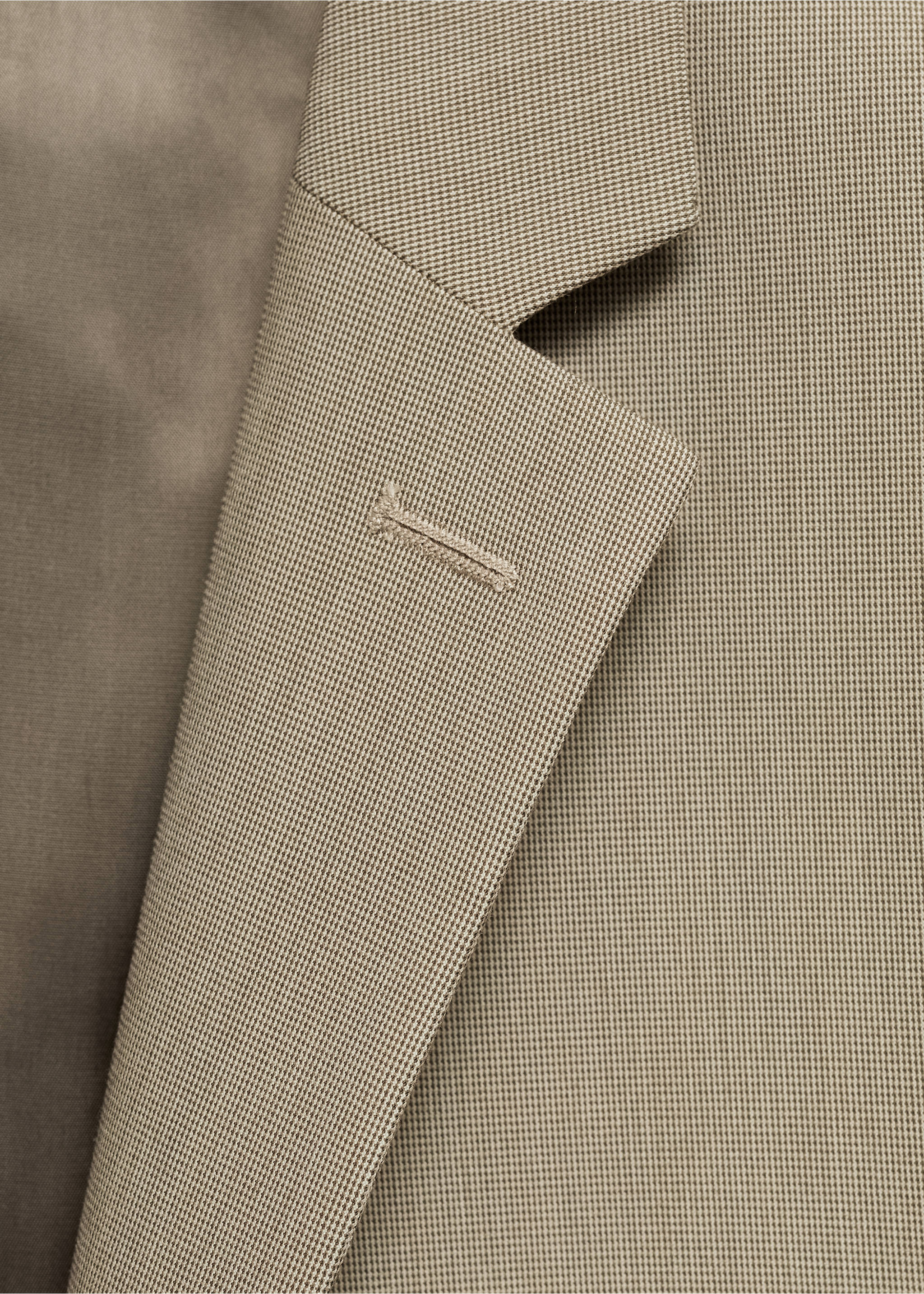 Super slim-fit suit jacket in stretch fabric - Details of the article 8, Beige. Ref: 87050628-00.