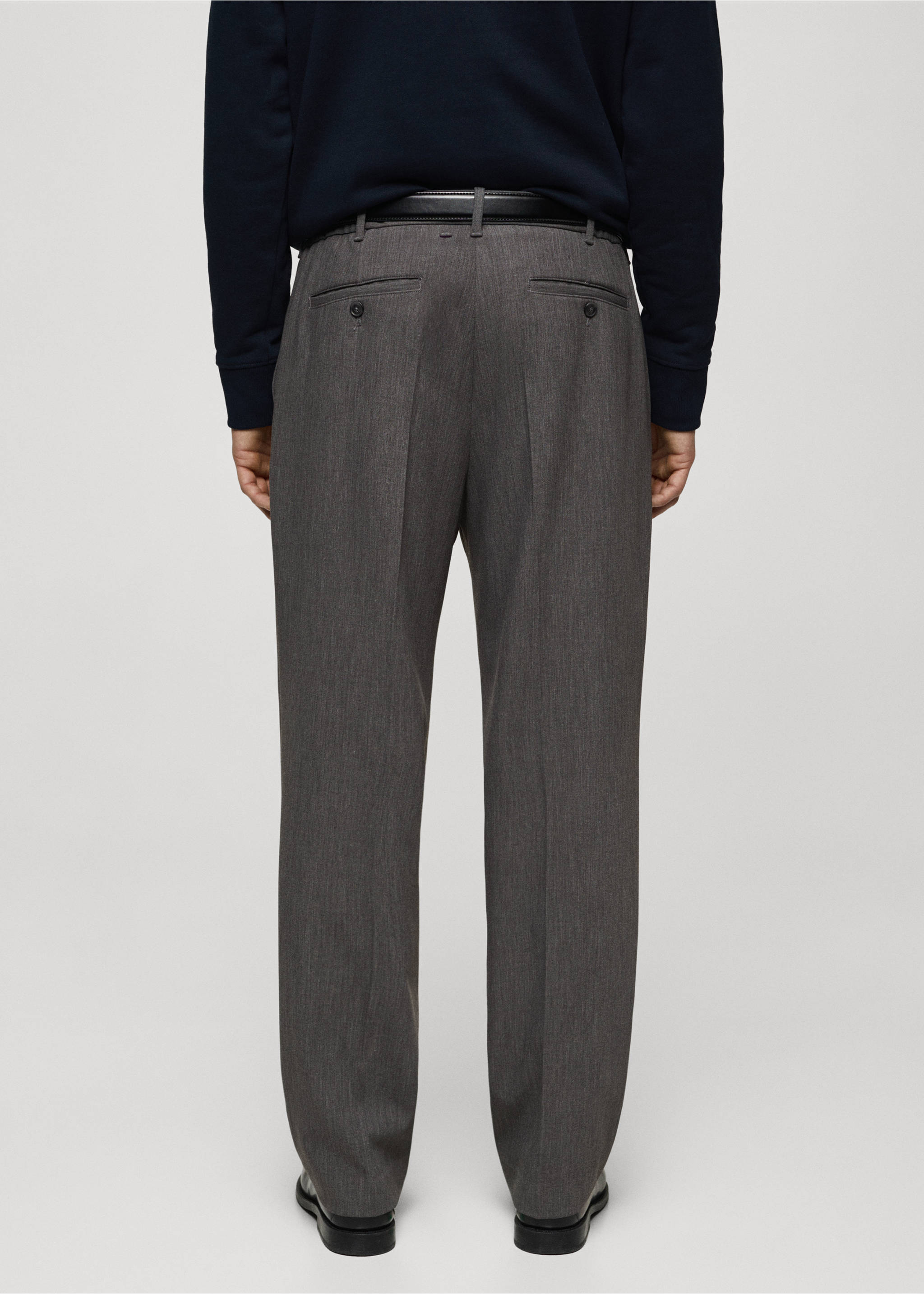 Straight-fit pleated trousers - Reverse of the article, Grey. Ref: 87050640-00.