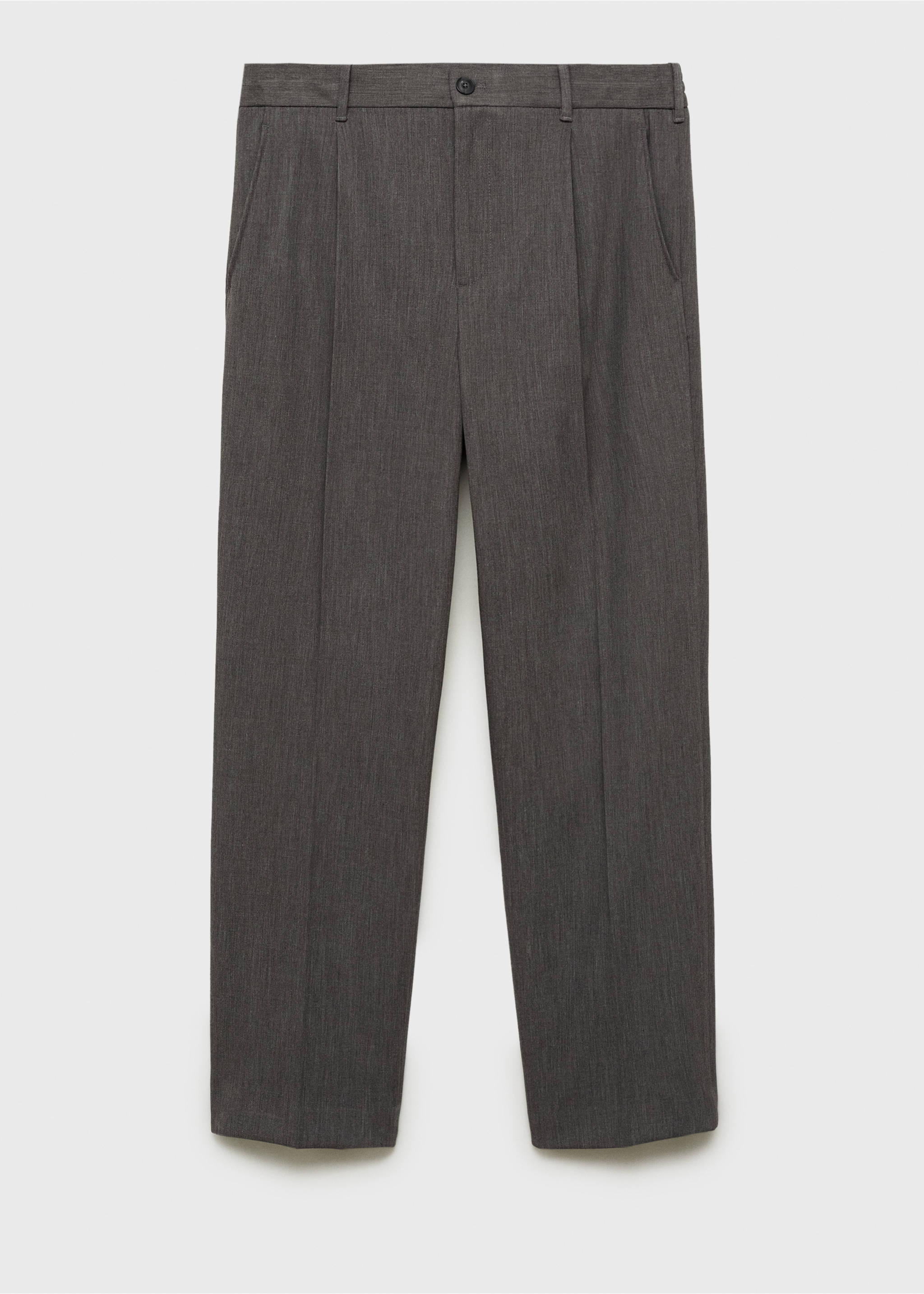 Straight-fit pleated trousers - Article without model, Grey. Ref: 87050640-00.