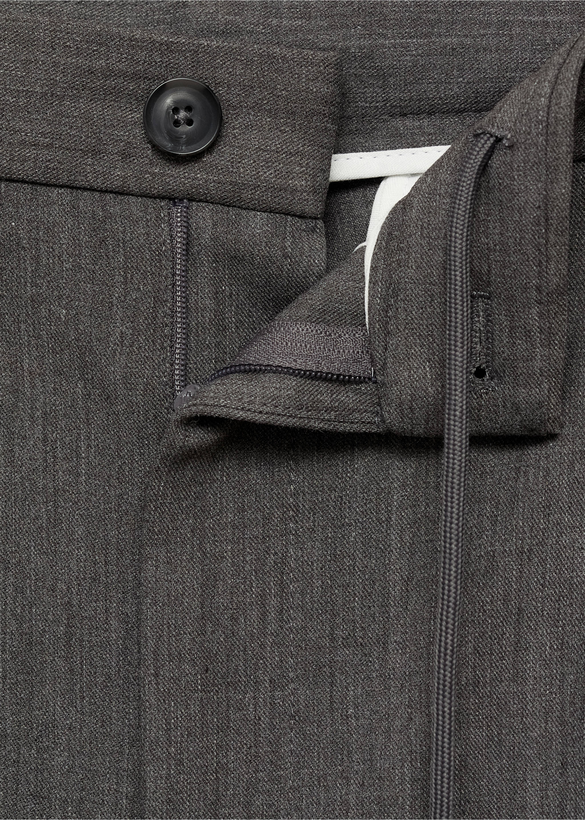 Straight-fit pleated trousers - Details of the article 8, Grey. Ref: 87050640-00.