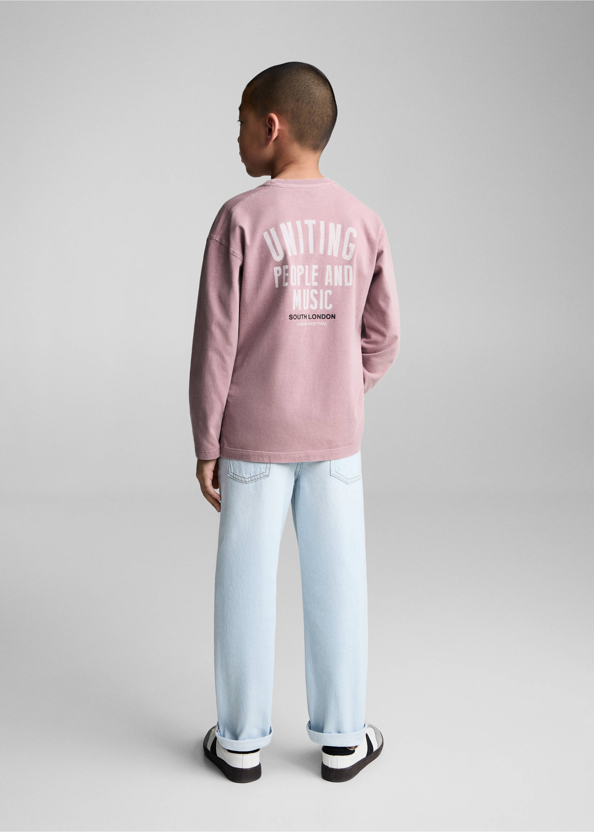 Washed-effect cotton t-shirt - General plane, Light/Pastel Purple. Ref: 87050642-00.