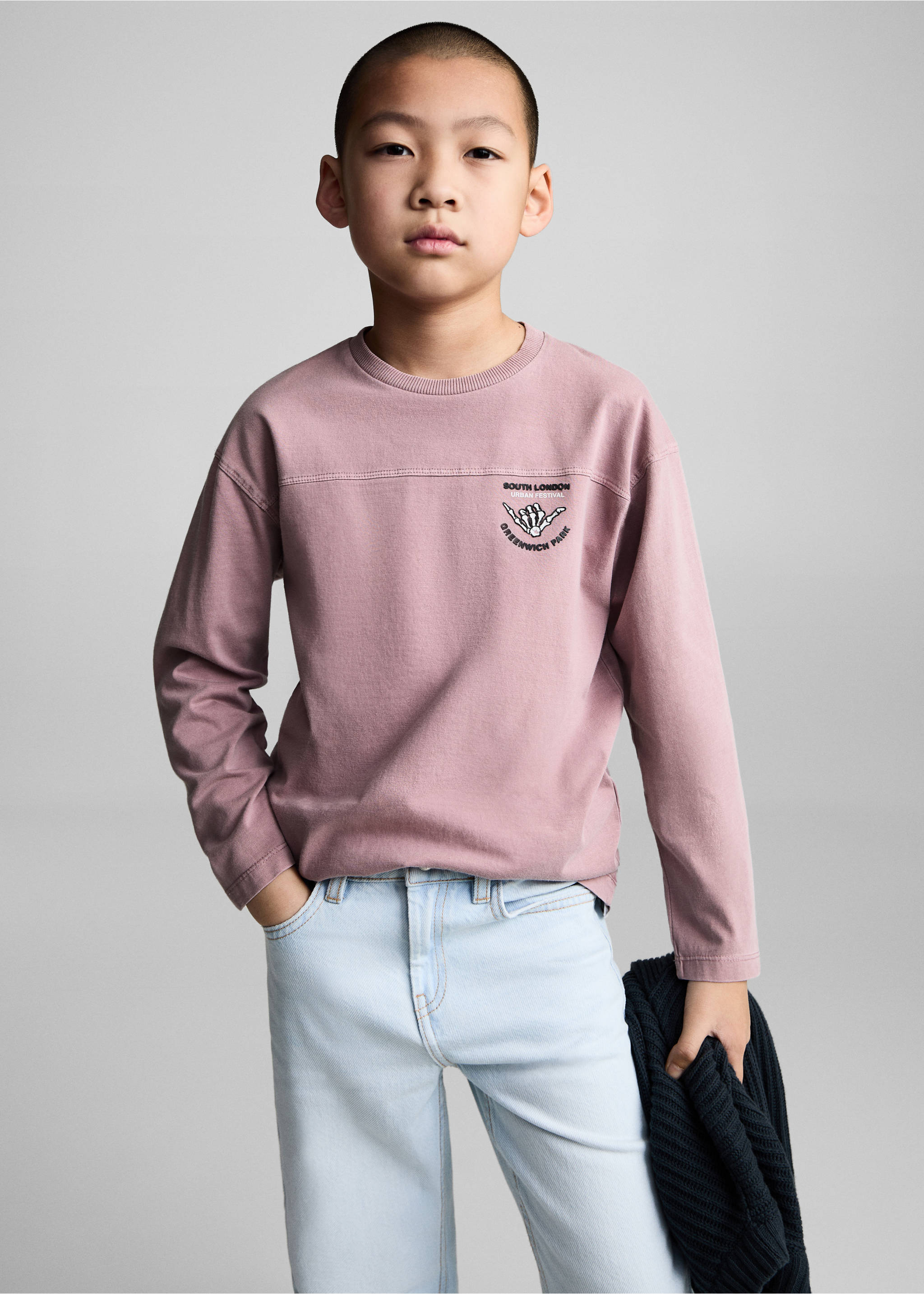 Washed-effect cotton t-shirt - Medium plane, Light/Pastel Purple. Ref: 87050642-00.