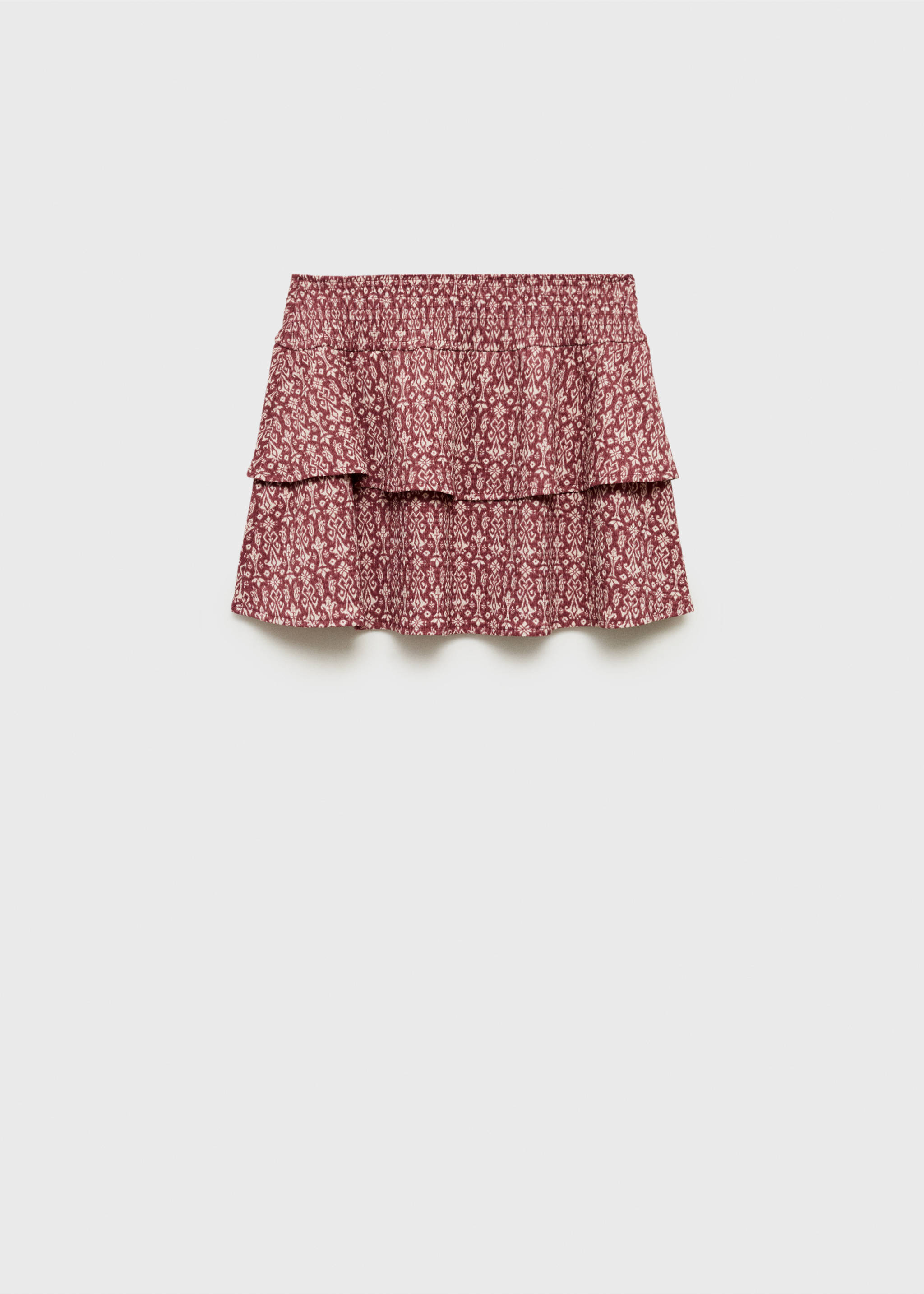 Printed skirt with ruffles - Article without model, Wine. Ref: 87050644-00.