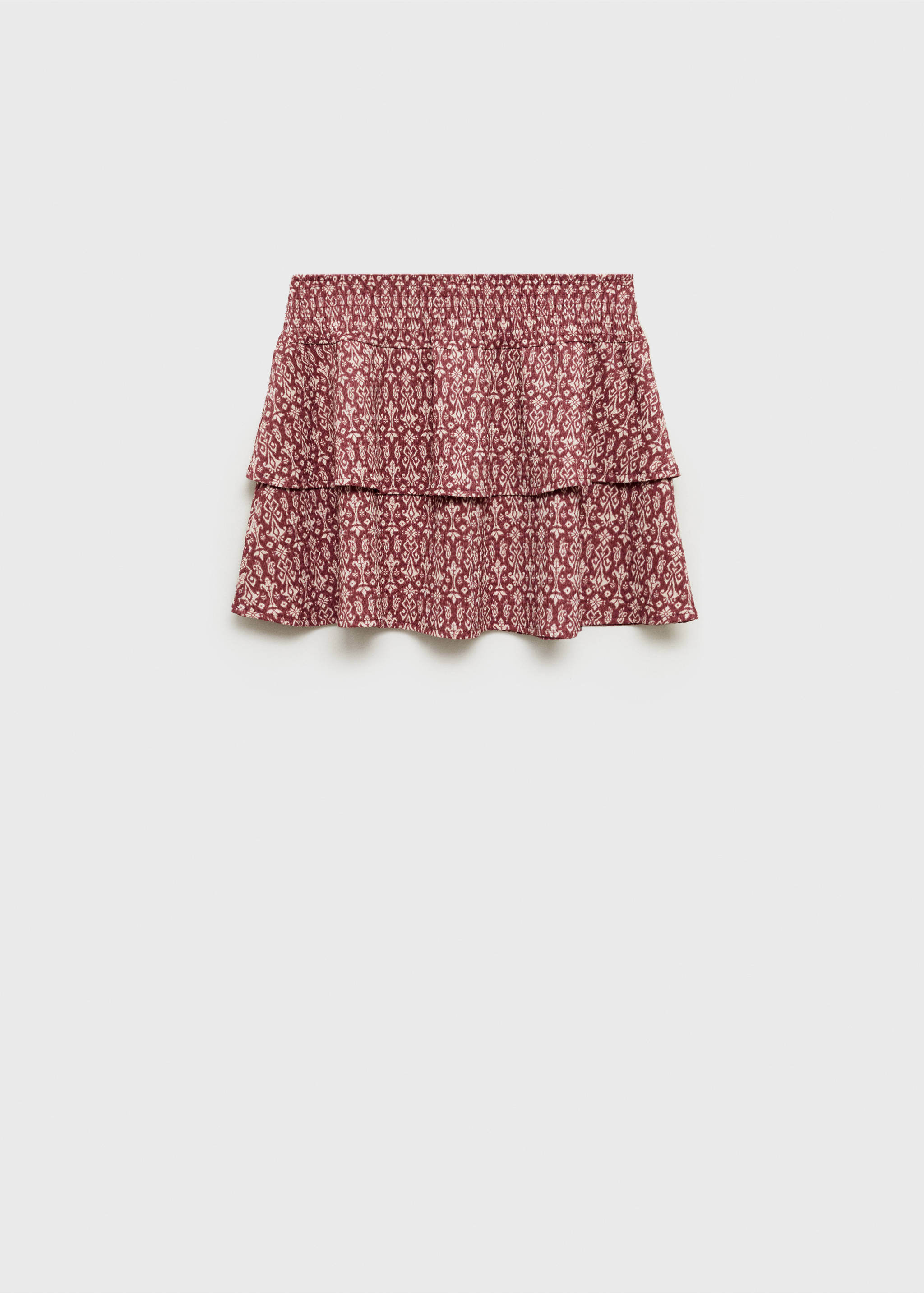 Printed skirt with ruffles - Reverse of the article, Wine. Ref: 87050644-00.