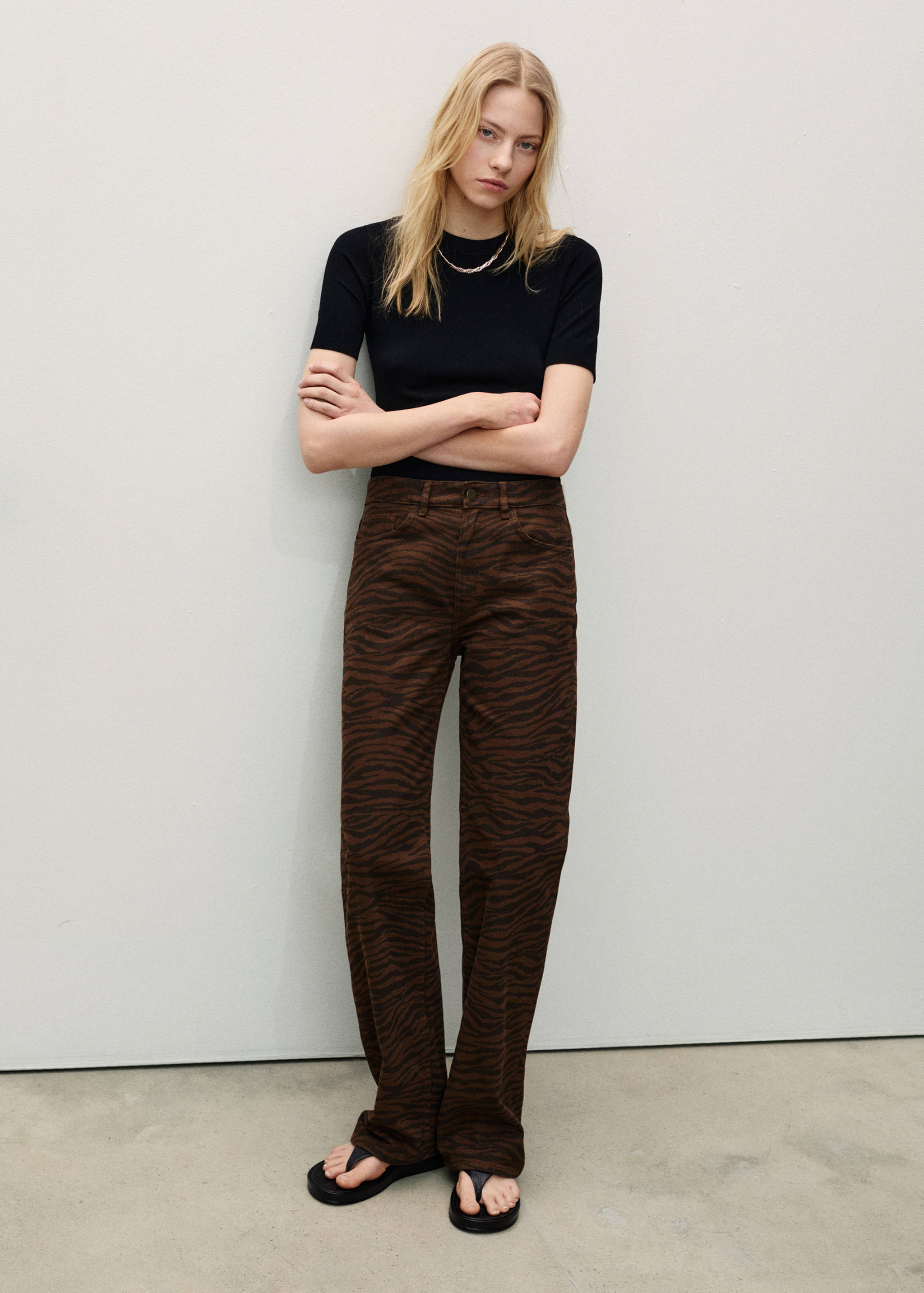 Zebra-print straight-fit jeans - General plane