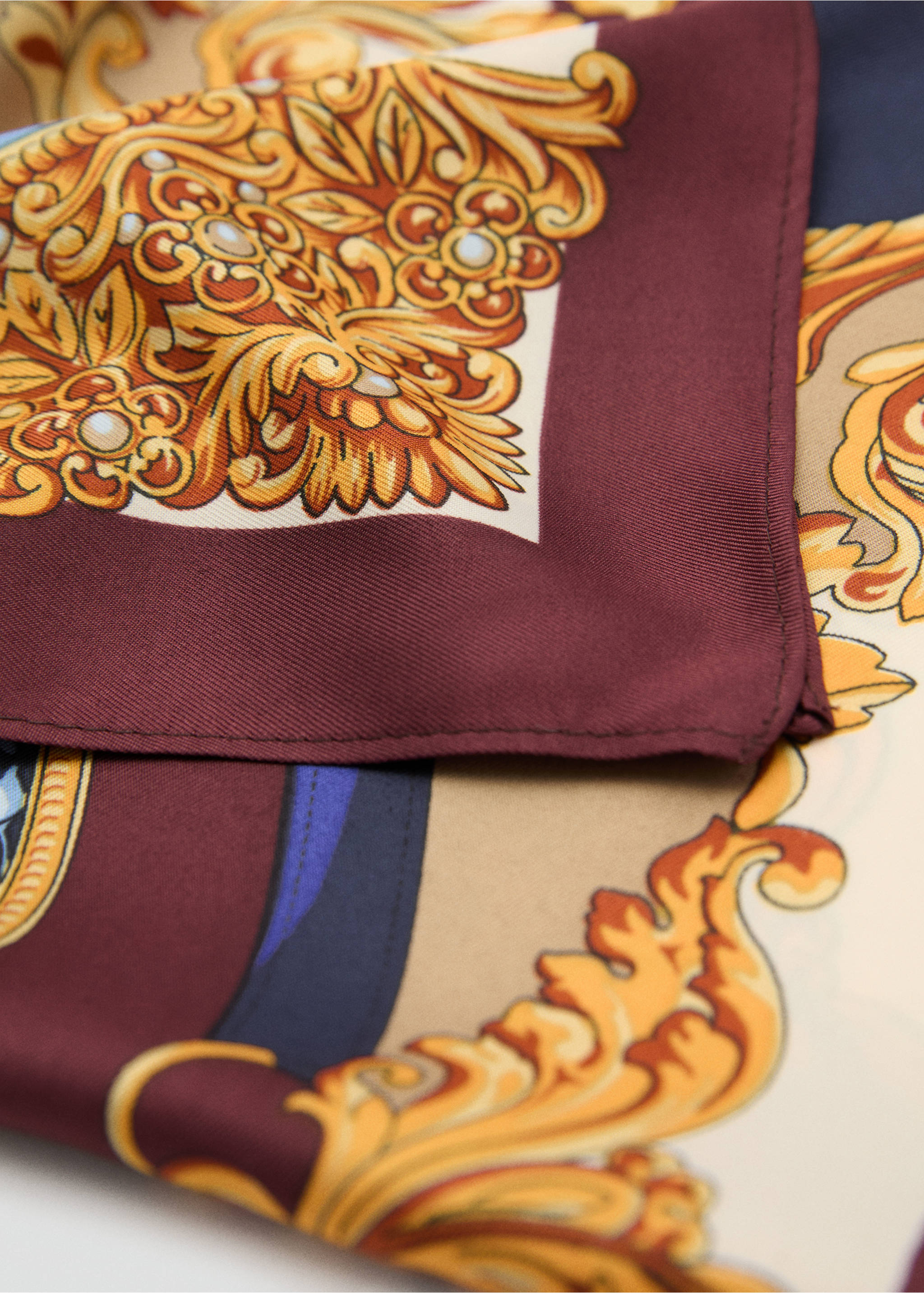 Vintage printed scarf - Medium plane, Burgundy. Ref: 87050655-00.