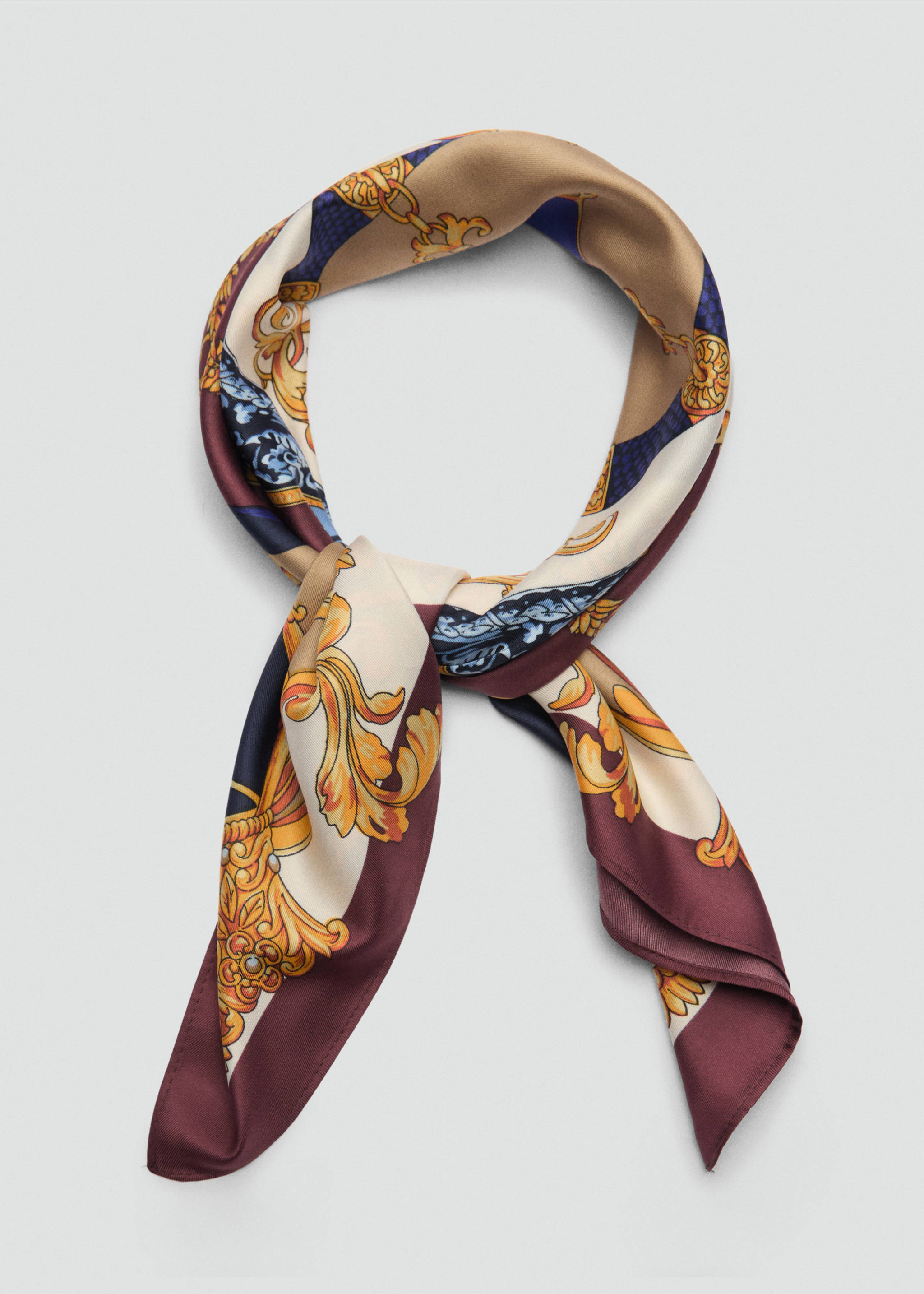 Vintage printed scarf - Details of the article 1, Burgundy. Ref: 87050655-00.