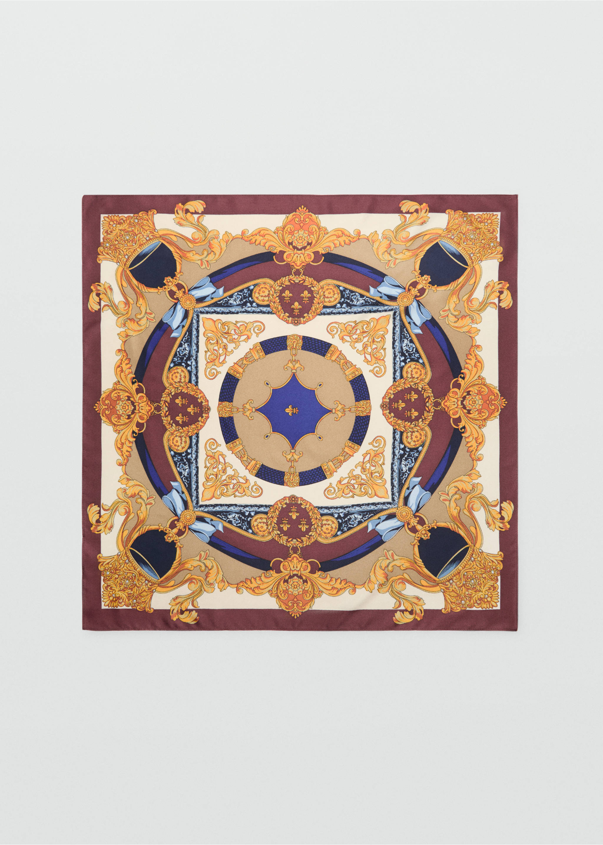 Vintage printed scarf - Article without model, Burgundy. Ref: 87050655-00.