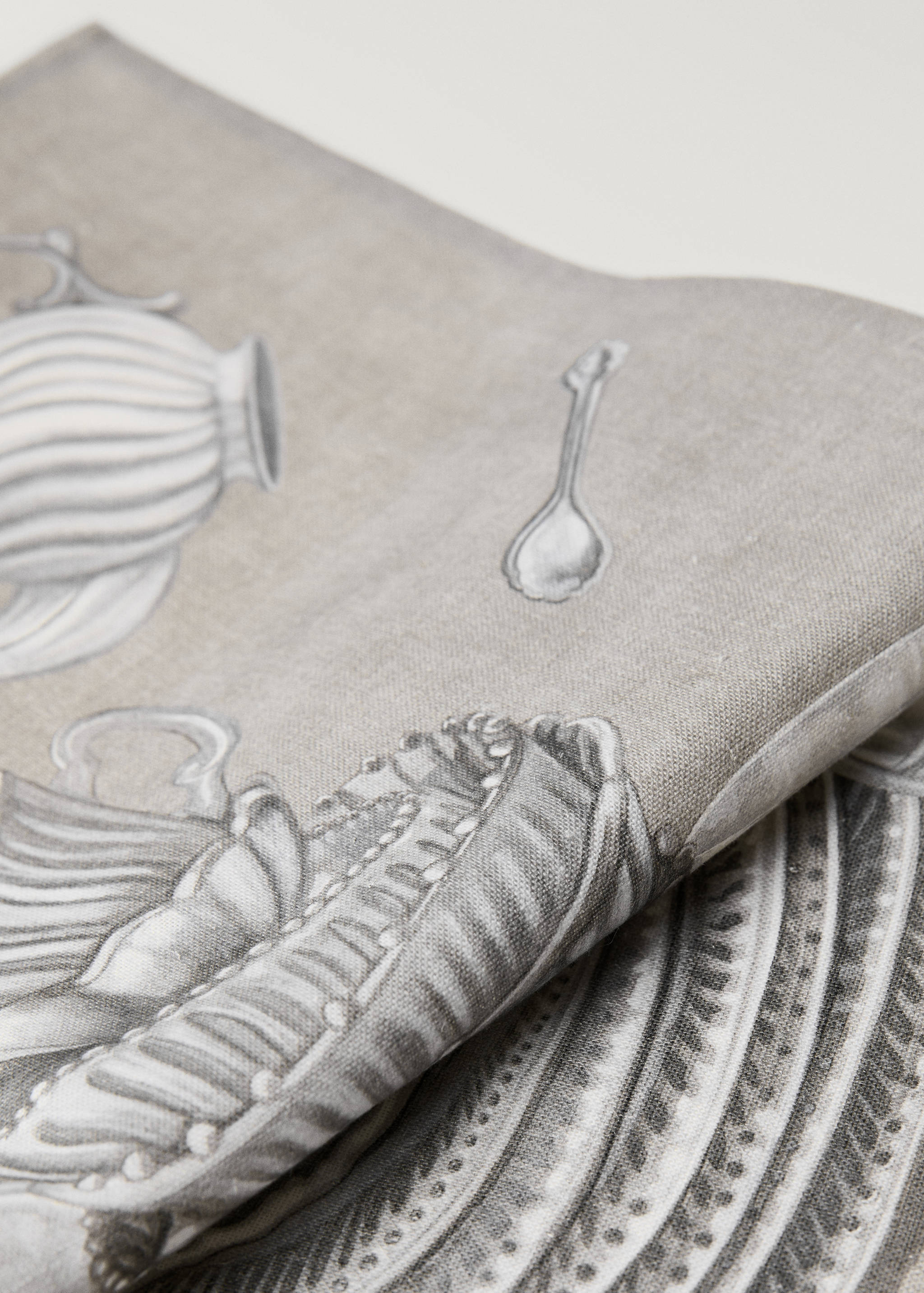 Torchon de cuisine en coton et lin imprimé vaisselle - Détail de l'article 2