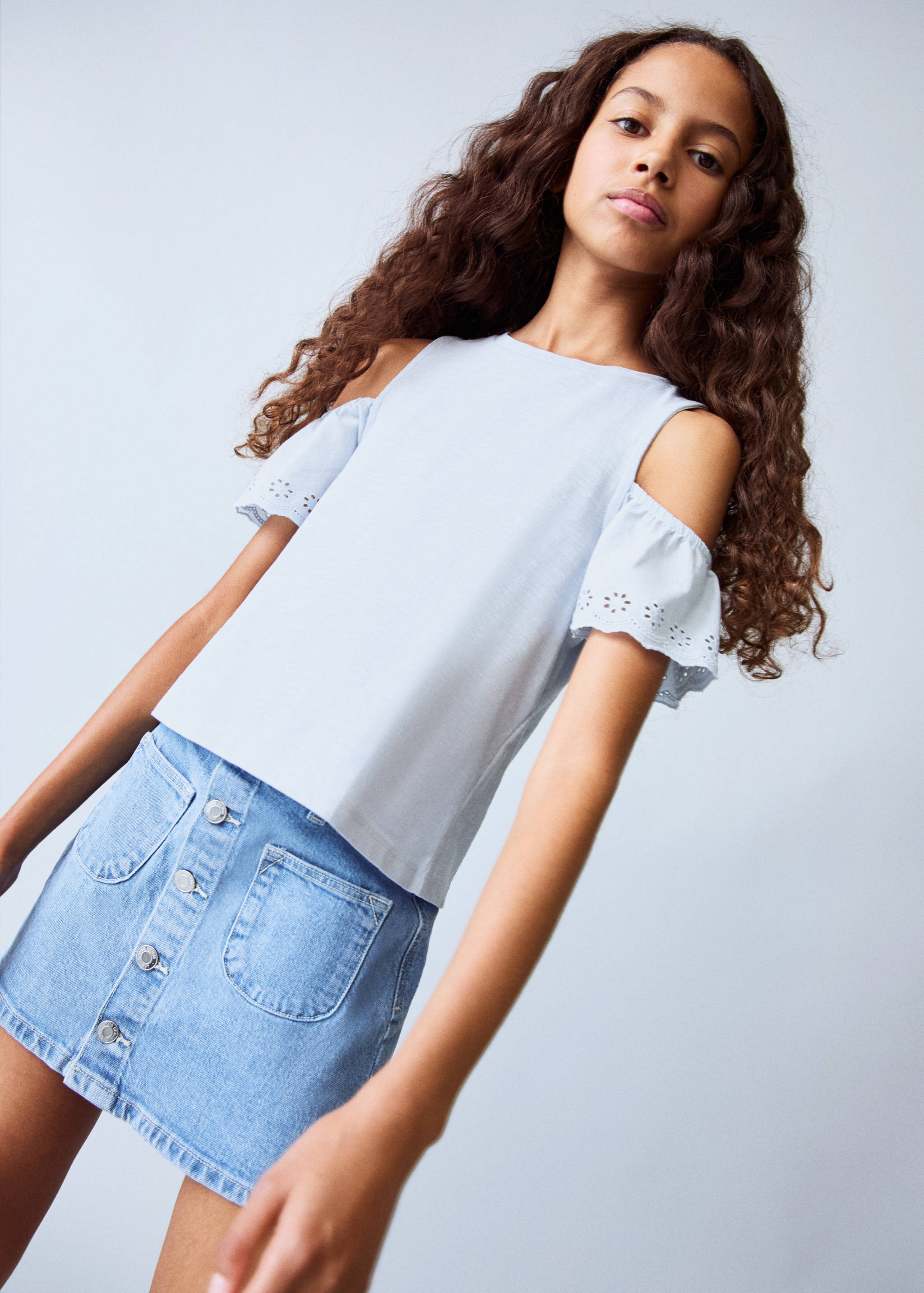 Jupe denim boutons - Plan moyen