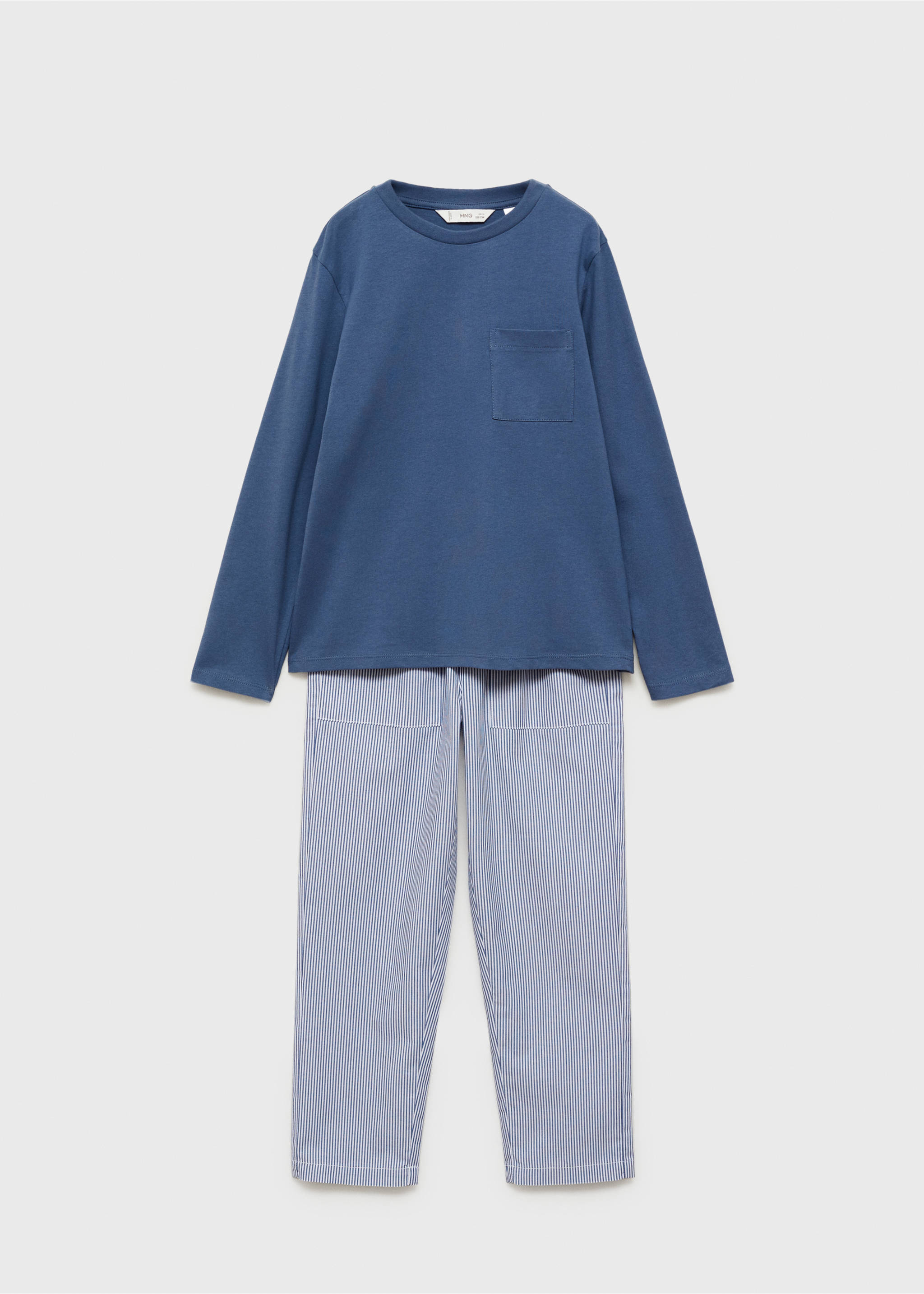 Striped cotton long pyjama - Article without model, Blue. Ref: 87051049-00.