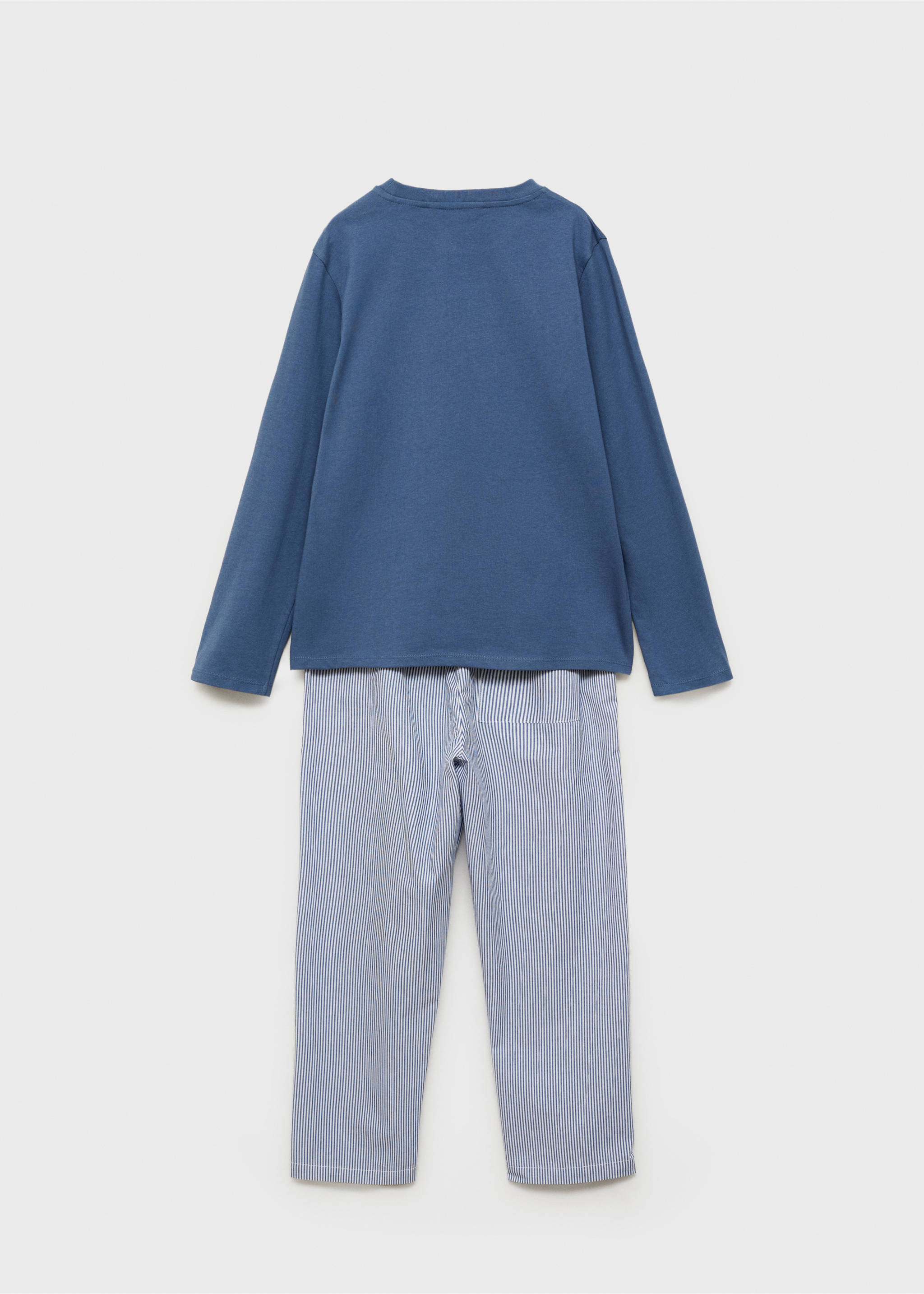 Striped cotton long pyjama - Reverse of the article, Blue. Ref: 87051049-00.