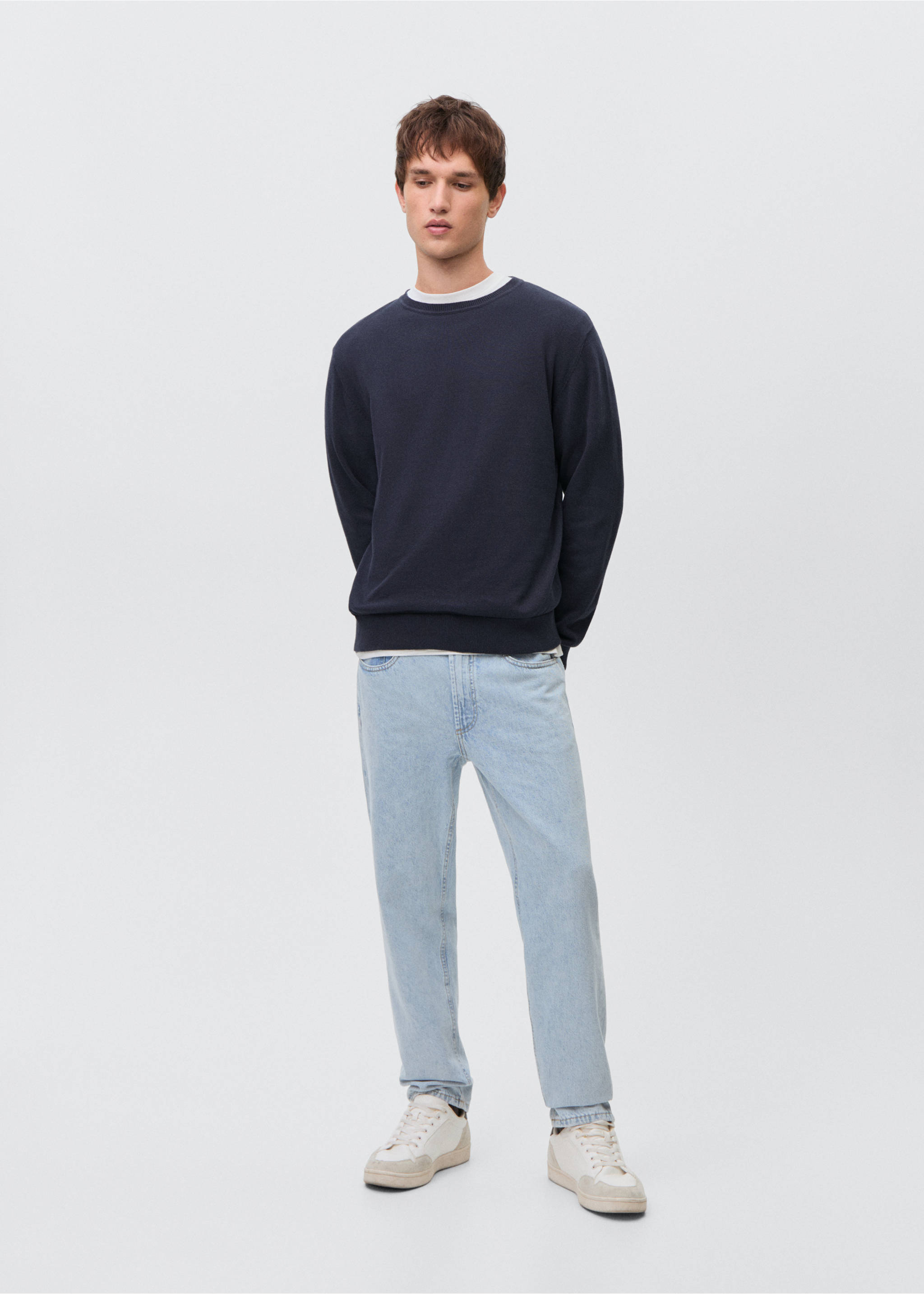 Strickpullover aus Baumwolle - Allgemeine Ansicht, Dunkles Marineblau. Ref: 87051050-00.