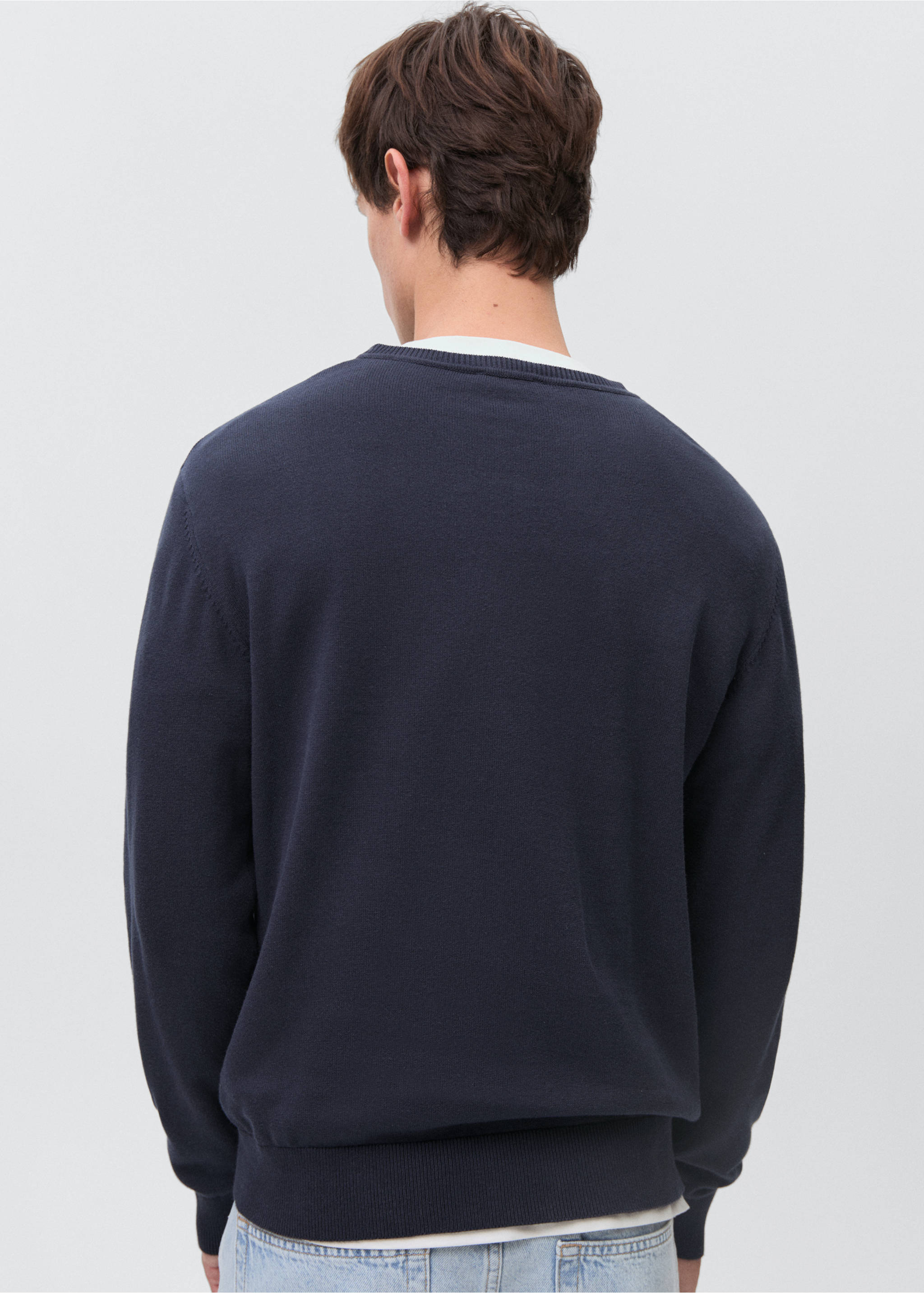 Strickpullover aus Baumwolle - Rückseite des Artikels, Dunkles Marineblau. Ref: 87051050-00.