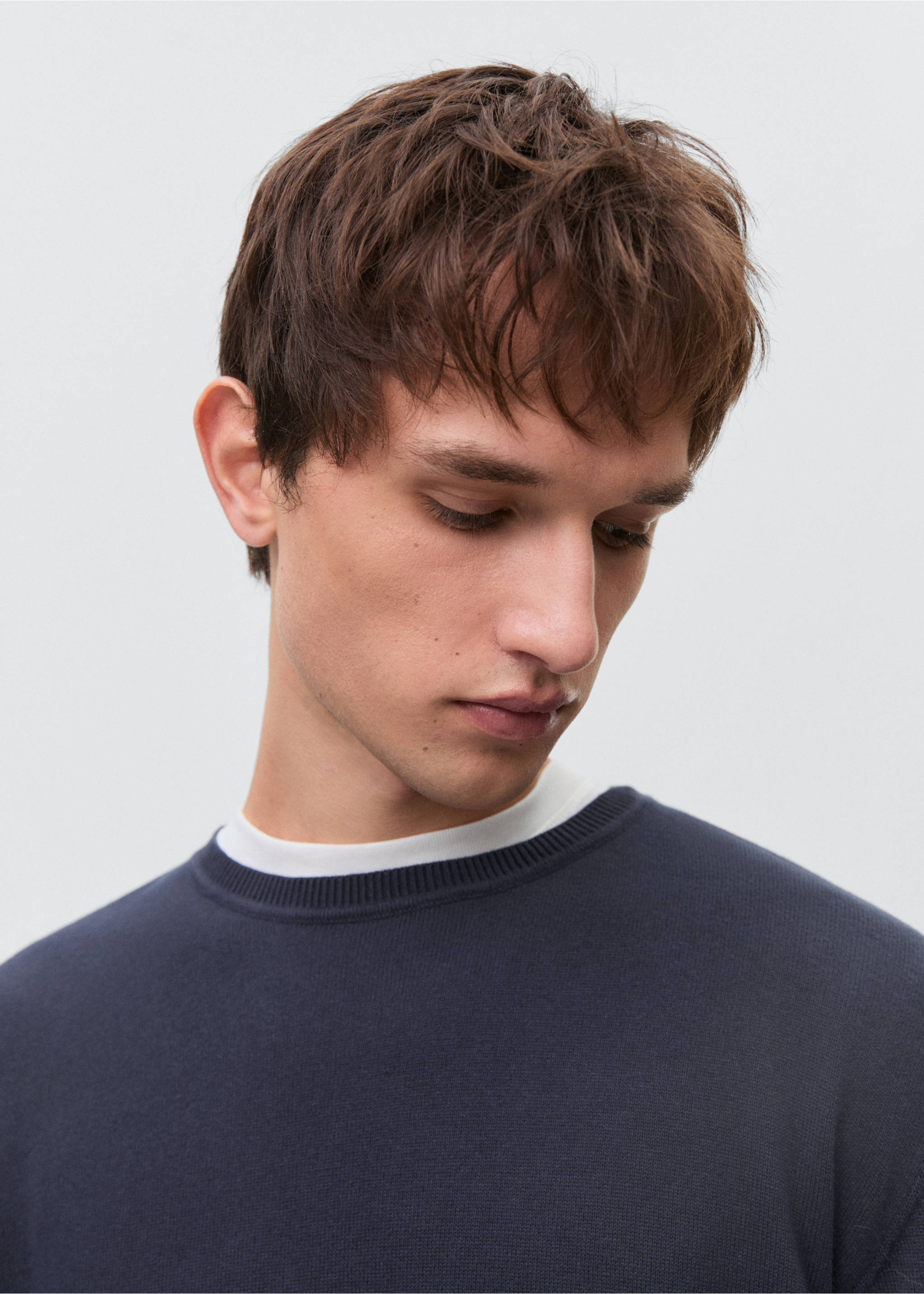 Strickpullover aus Baumwolle - Detail des Artikels 1, Dunkles Marineblau. Ref: 87051050-00.