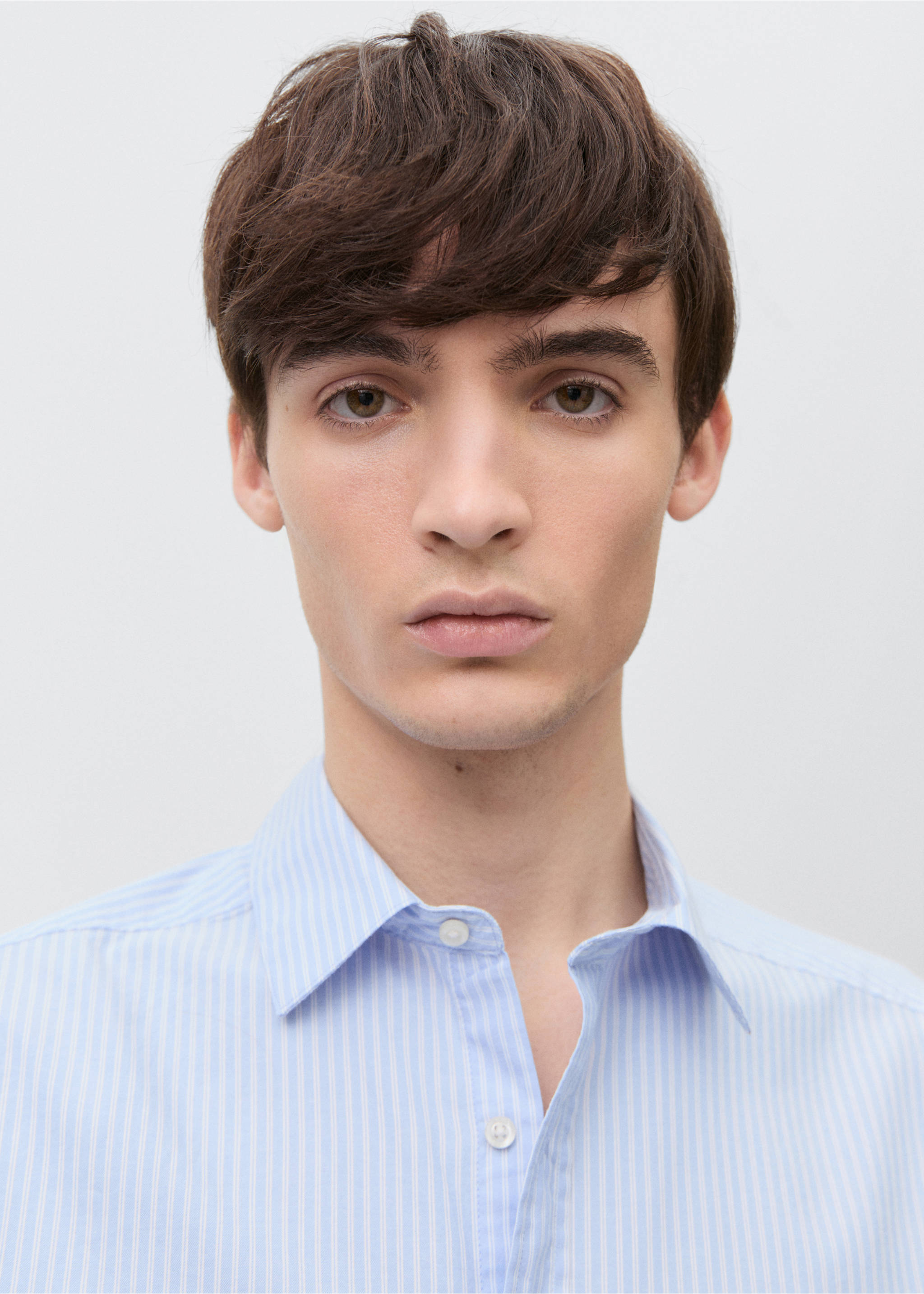 Camisa rayas algodón - Detalle del artículo 1, Azul celeste. Ref: 87051055-00.